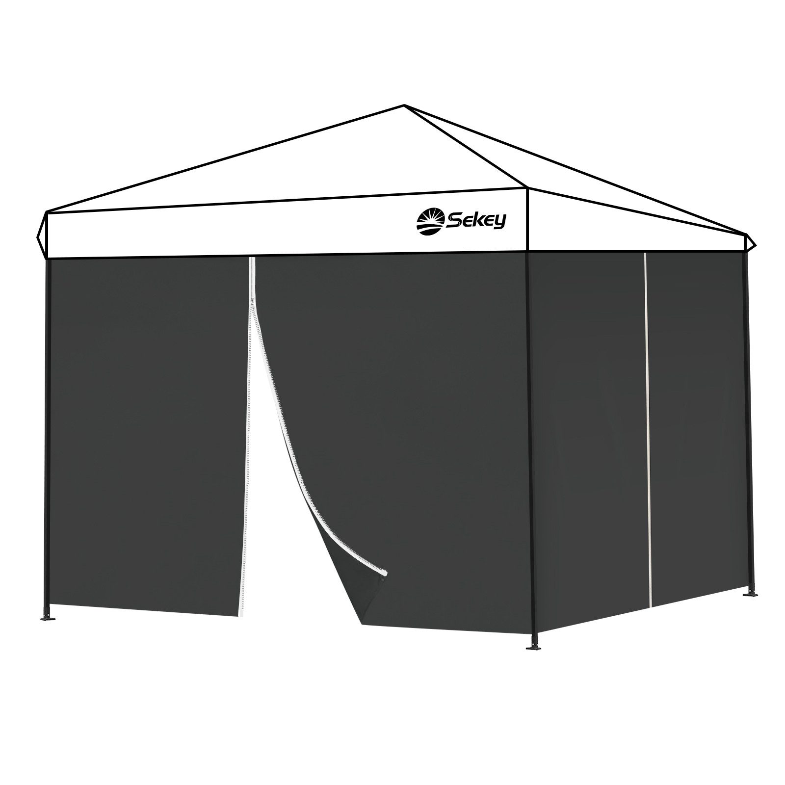 Sekey Pavillonseitenteil 2x Seitenwand für Pavillon 3m/6m/9m mit Reißverschluss, für 3 x 3 m Pavillon, 3 x 6 m Gartenpavillon, 3 x 9 m Partyzelt