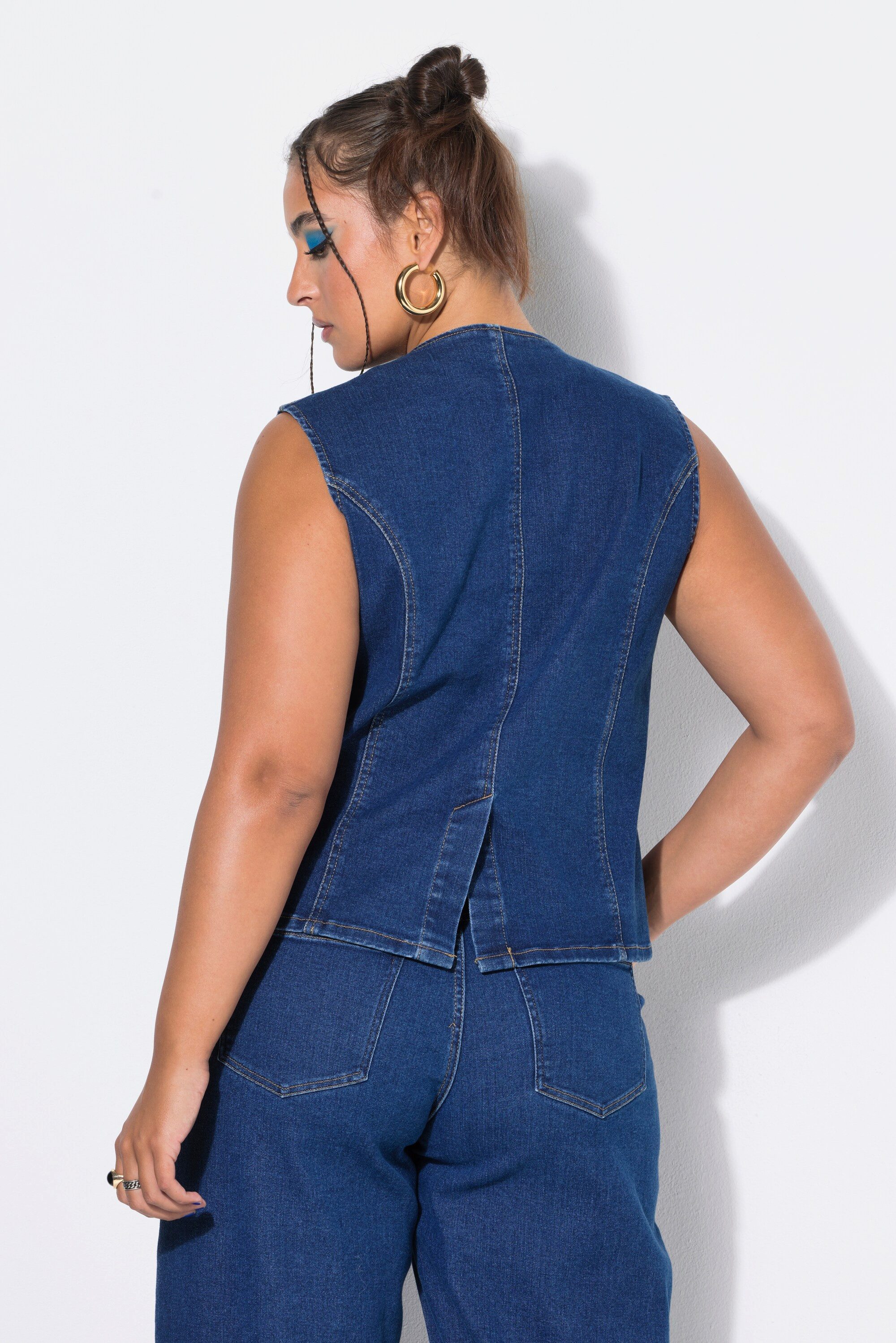 Studio Untold Steppweste Jeansweste Fitted Shape Stretchdenim