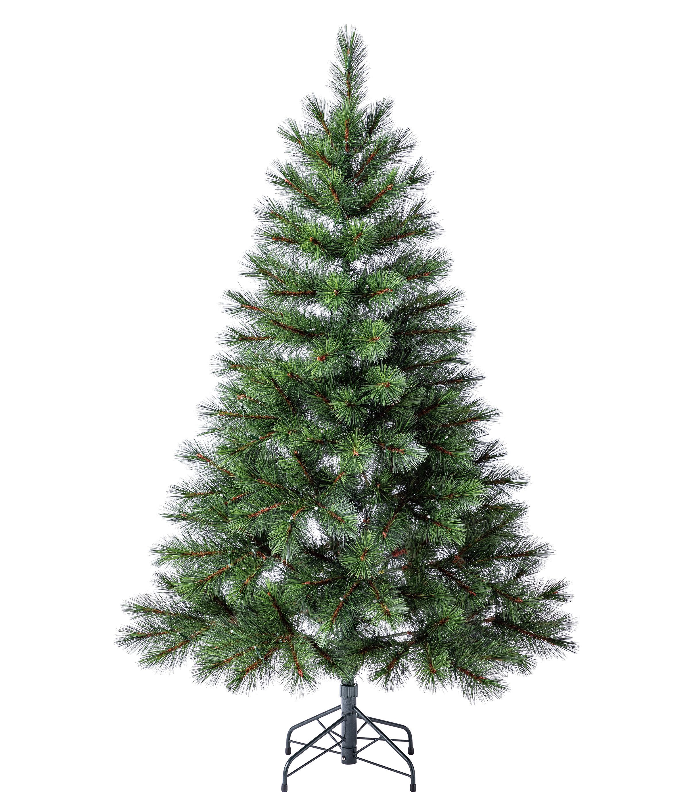 Dehner Künstlicher Weihnachtsbaum Tanne Ivar mit LED/Ständer, Höhe 150 cm, Ø 91 cm, hochwertiger Christbaum mit LED Beleuchtung