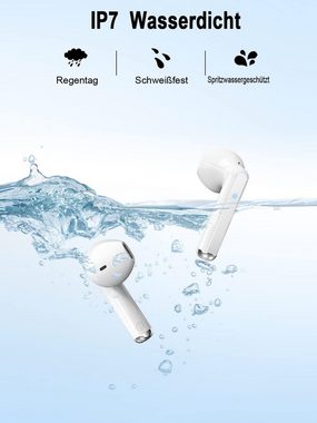 GCBIG Bluetooth 5.3 Kabellos mit ENC 4 Mics für Arbeit und Reisen In-Ear-Kopfhörer (HD-Anrufe mit zwei Mikrofonen für klare Gespräche ohne Hintergrundgeräusche., mit LED Digitalanzeige HiFiStereoklang IP7 Wasserdicht 25 stdSpielzeit)