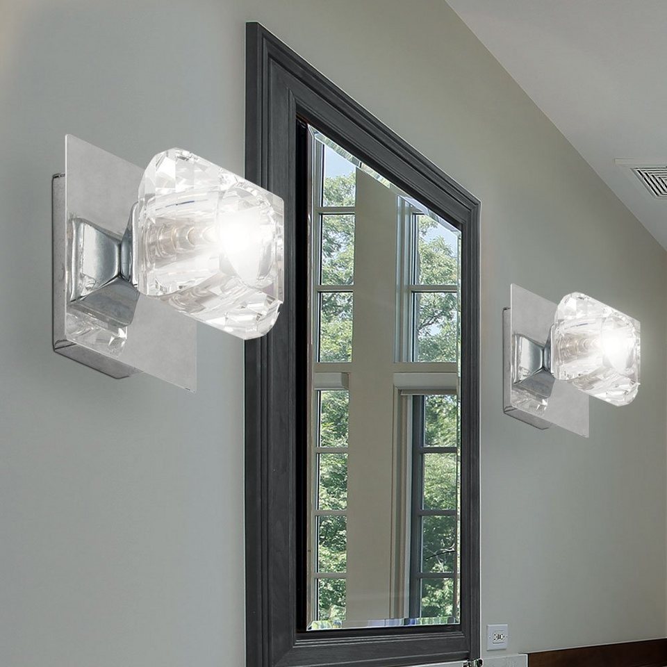 etc-shop LED Wandleuchte, Leuchtmittel nicht inklusive, Wandleuchte  Kristallglas Treppenhausleuchte Wandspot Modern