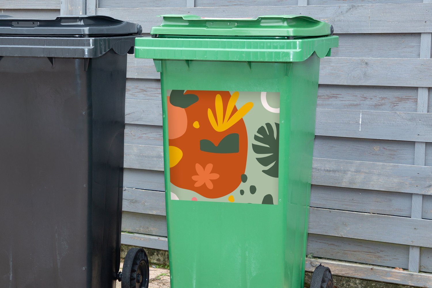 - Mülleimer-aufkleber, MuchoWow Pflanzen Mülltonne, Farben Abfalbehälter (1 Container, Muster St), - Sticker, Wandsticker