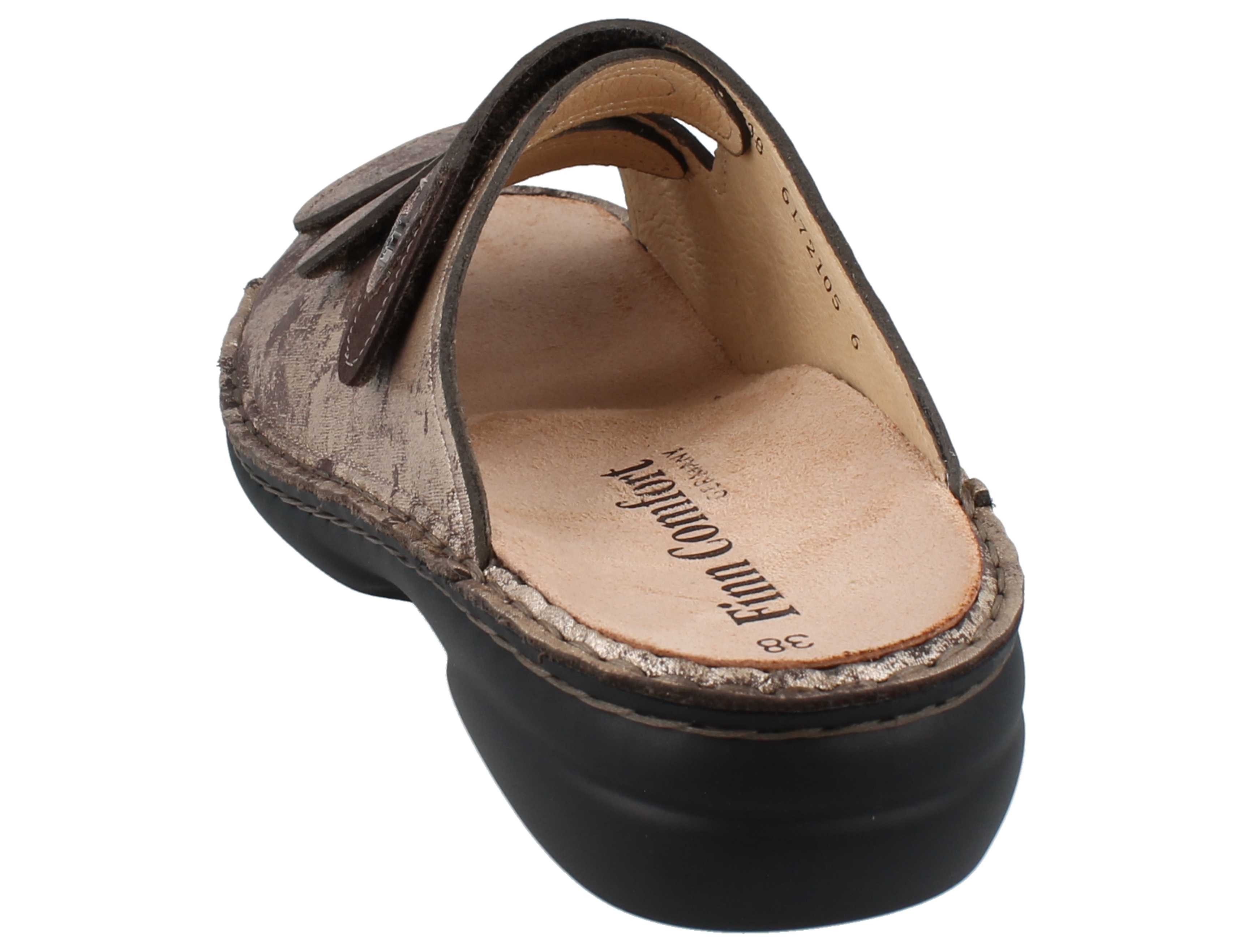 Finn Comfort FINN COMFORT Kos Damen Pantolette gold braun Nubukleder - Größe: 39 Pantolette Wechselfußbett