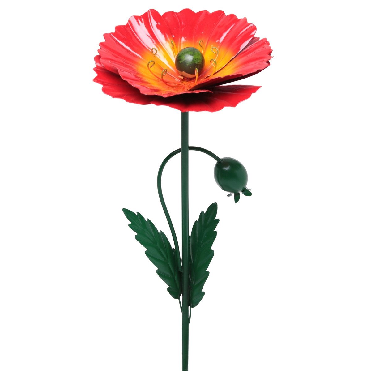 finehomegarden Gartenstecker Blume Mohn Metall rot Ø18cm H96cm Gartendeko für Beet & Terrasse (1-St) Stecker Gartenstecker Dekoration Garten