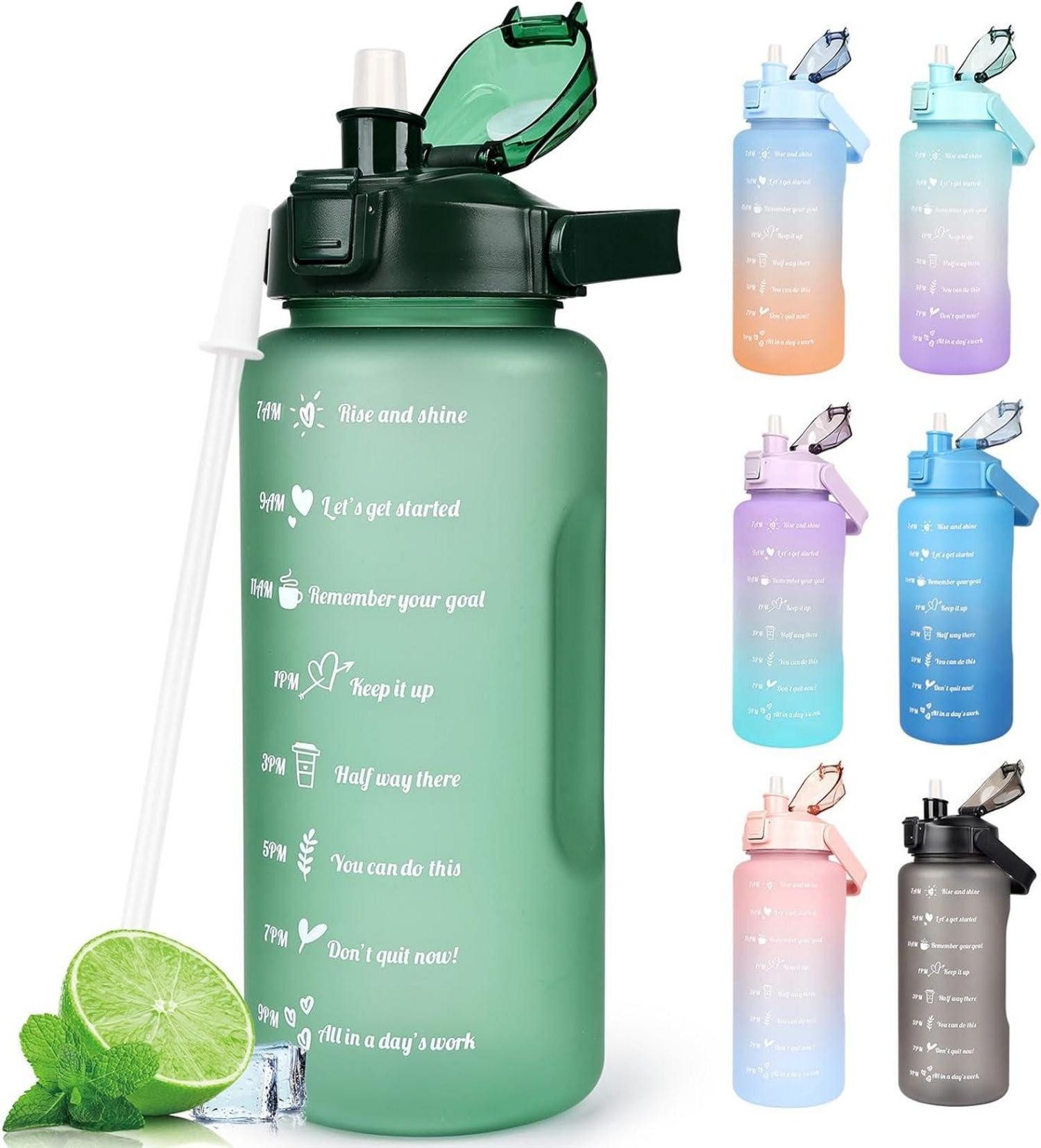 Becher 2L Trinkflasche BPA Free Sport Getränke Krug Strohhalm Rosa