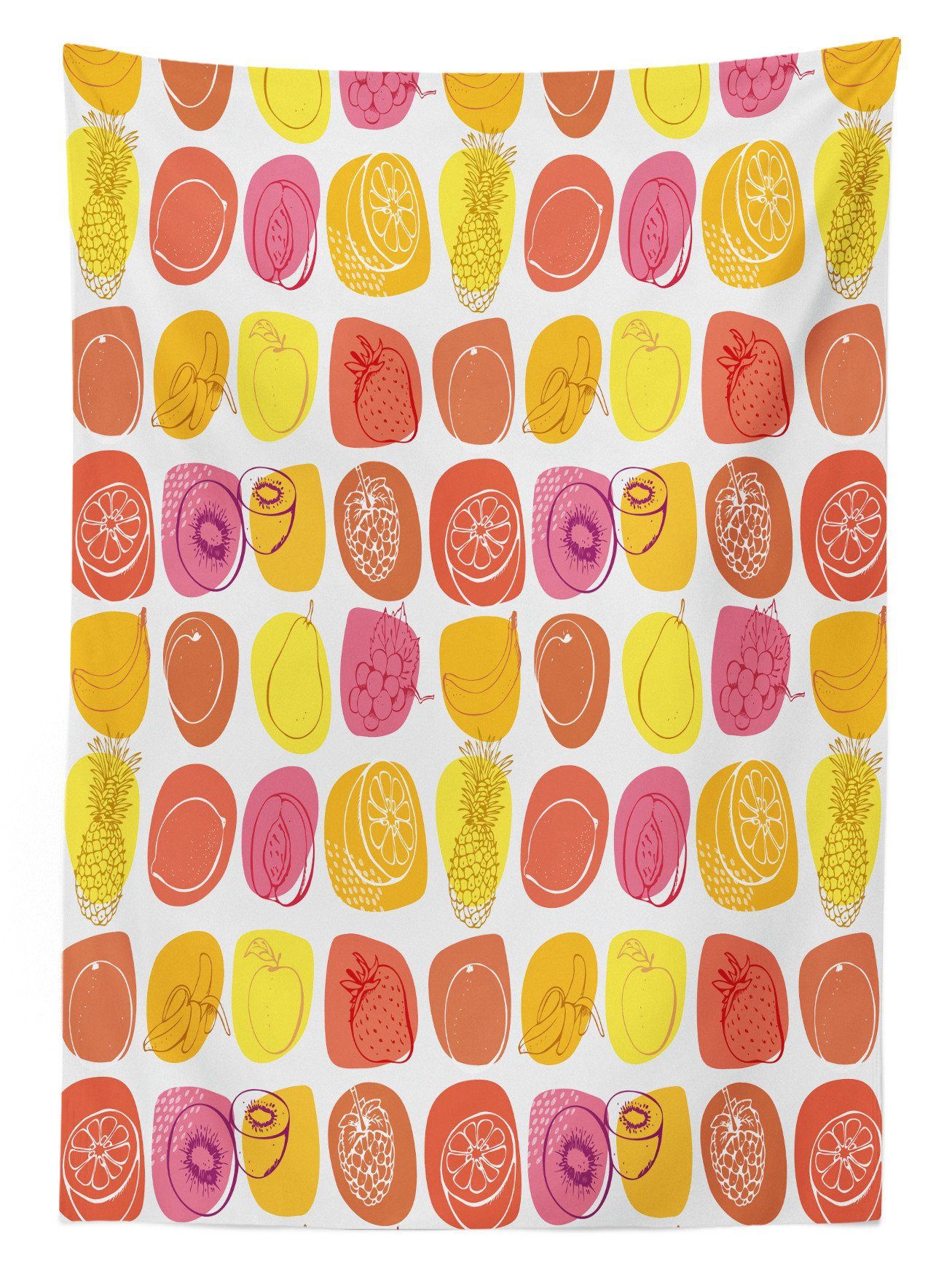 Abakuhaus Tischdecke Farbfest Waschbar Retro Für Bereich Früchte Klare Karikaturen Lebensmittel Farben, Außen den geeignet