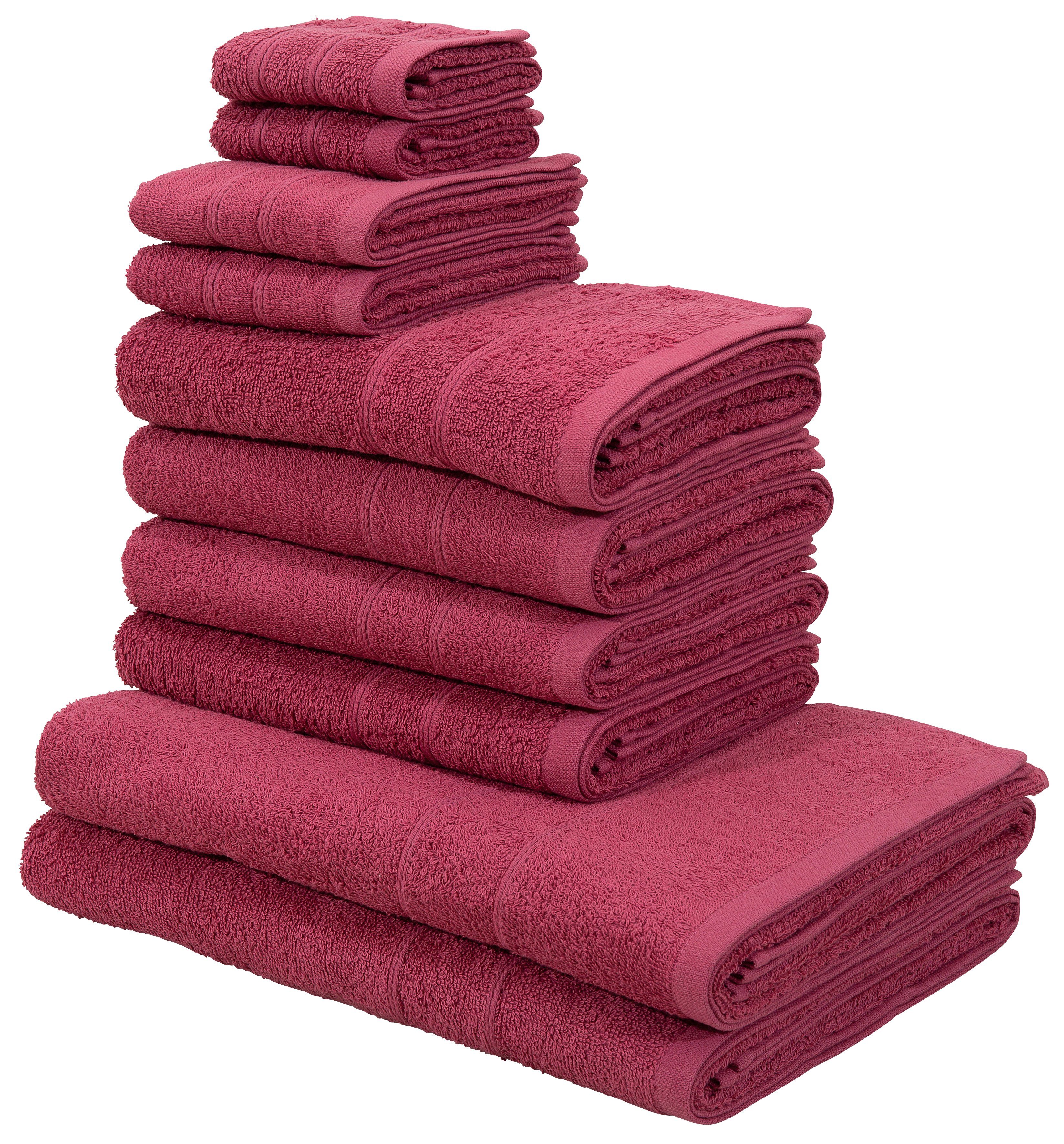 OTTO home Handtuch Set Inga, 3 Qualitäten, Duschtücher, Handtücher, Gästetücher, Seiftücher, Walkfrottier (10-St), Handtücher mit feiner Bordüre, 100% Baumwolle