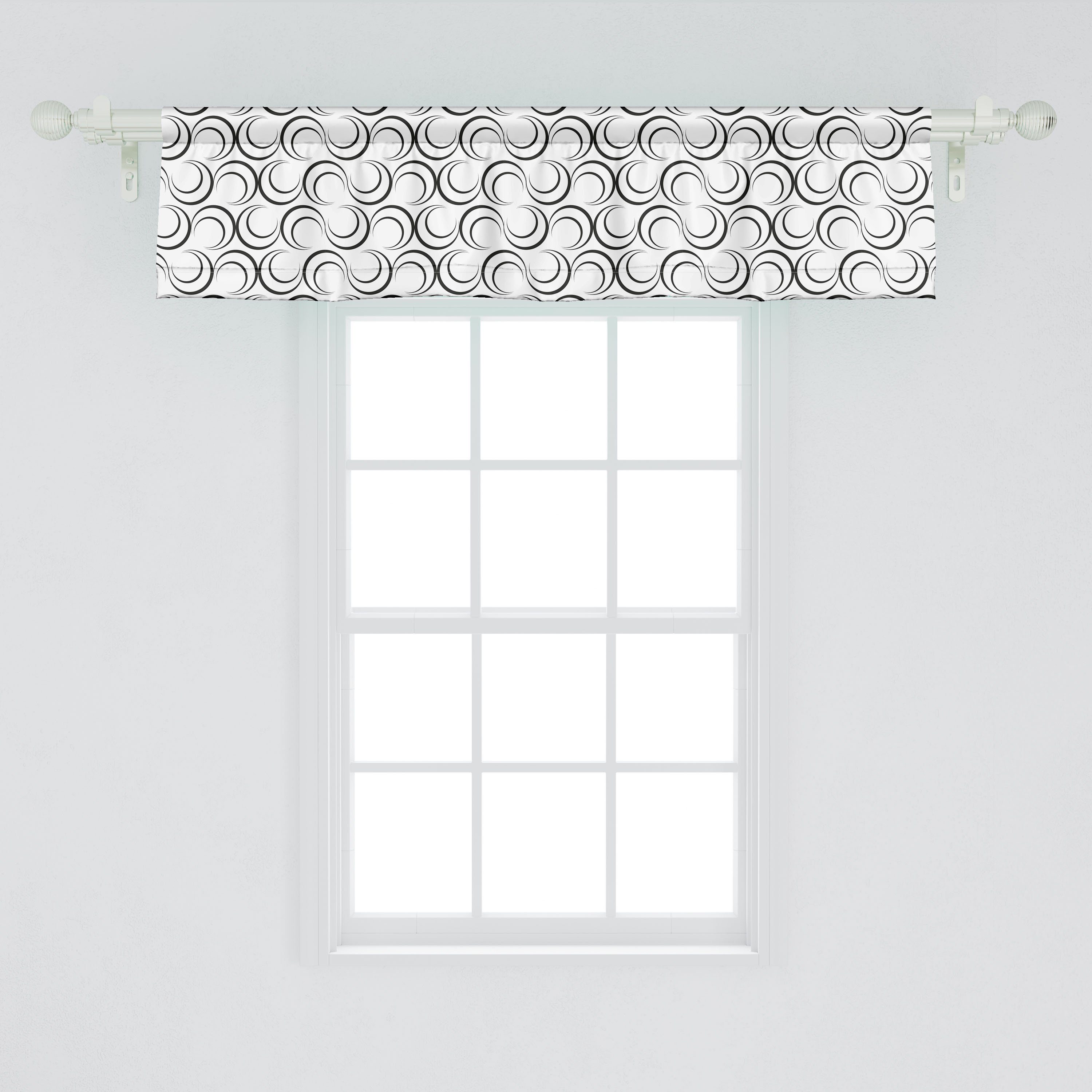 Vorhang Küche Abakuhaus, mit Dekor Crescent Volant Kunst Moon Abstrakt Formen Microfaser, für Stangentasche, Schlafzimmer Scheibengardine