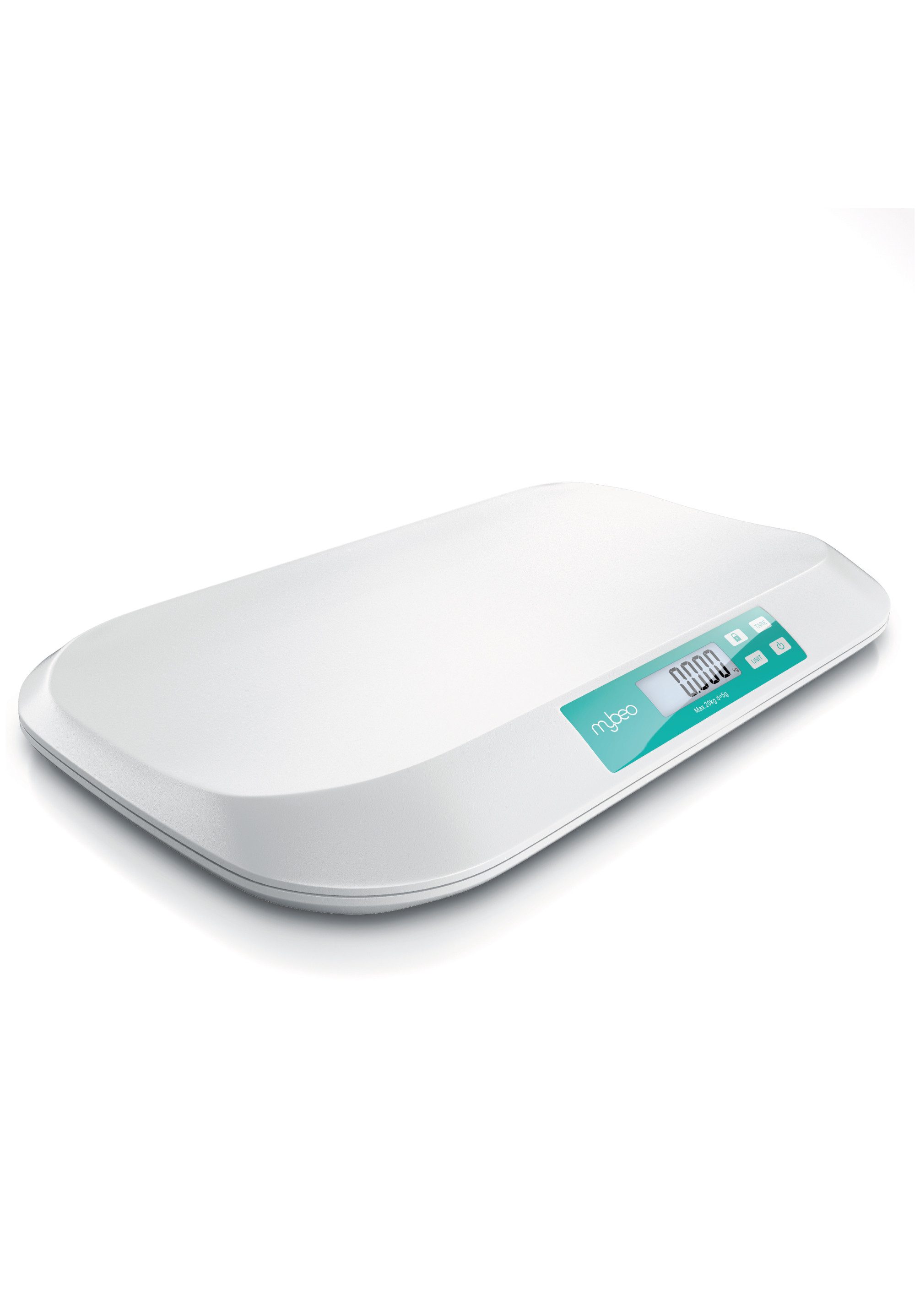 MyBeo Personenwaage Digitale Babywaage mit Display, 50g - 20kg, Säuglingswaage, Tierwaage, Wiegefläche 54 x 26 cm, 5 Gramm Genauigkeit, Kinderwaage, für Babys