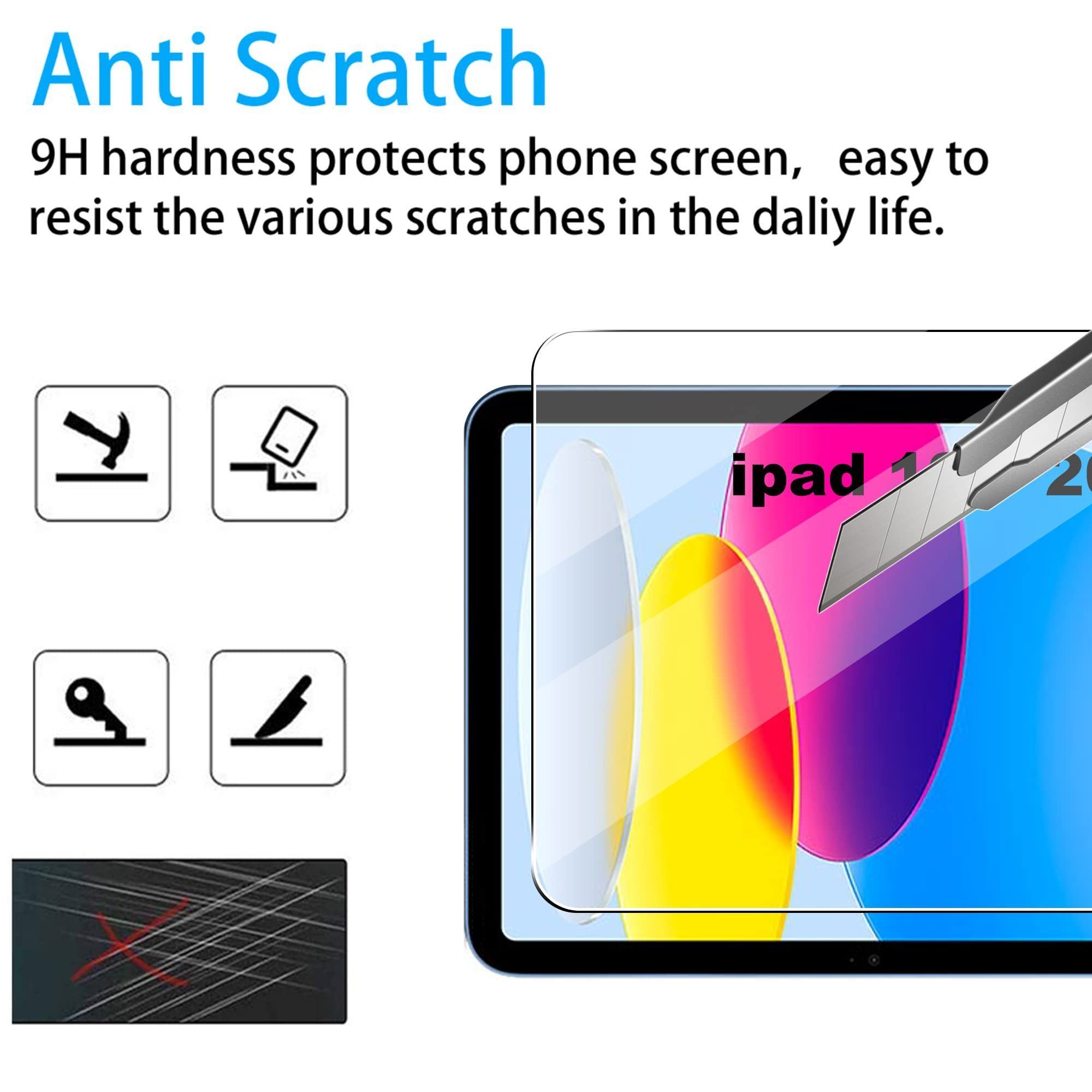ibettertec Schutzfolie Panzerglas für iPad 10. Generation 2022, Displayschutz, (9H Härte 2.5D [Hohe Auflösung][Anti-Bläschen][Anti-Kratzen), Schutzfolie Kompatibel mit iPad 10. Generation 10,9 Zoll