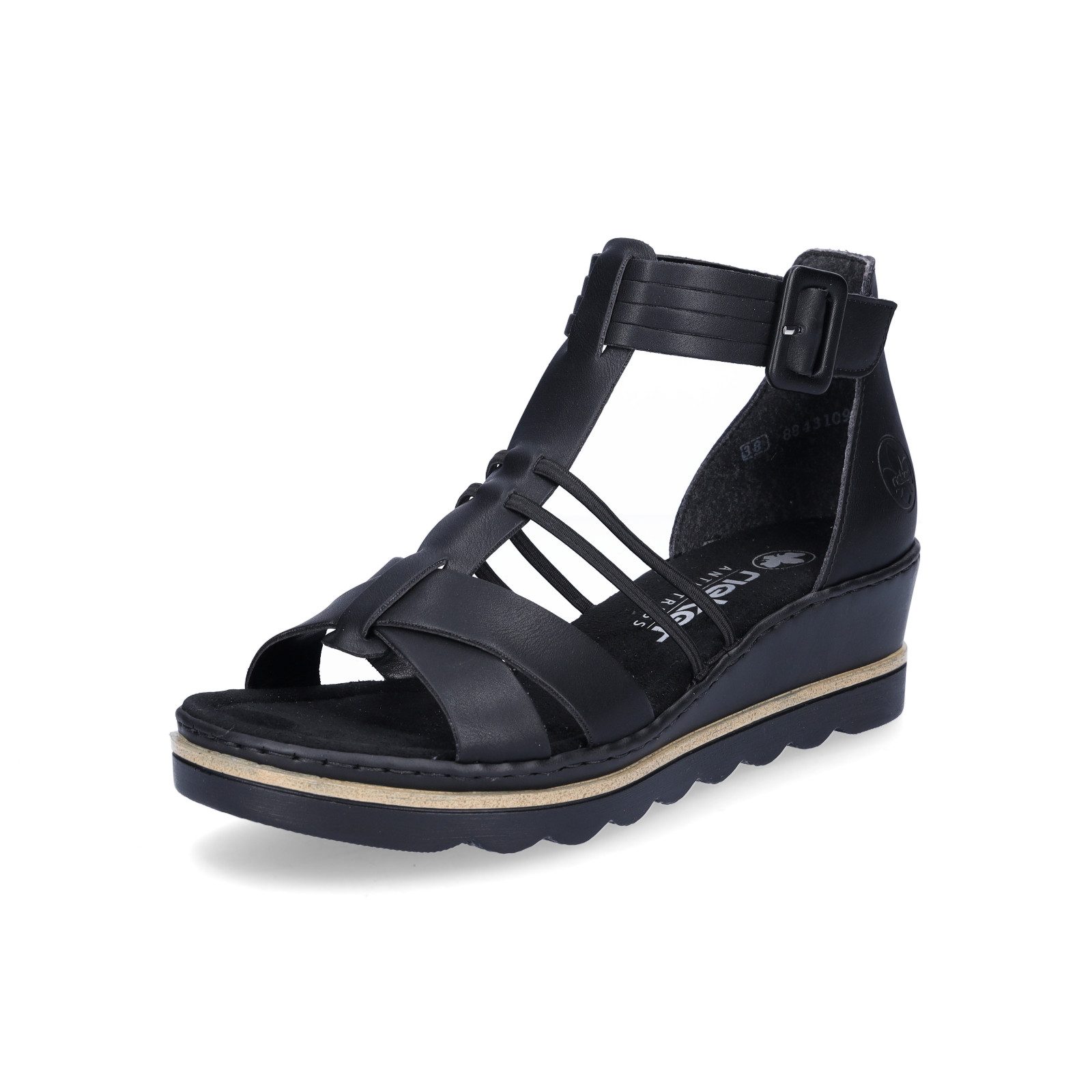 Rieker Damen Keilsandalette schwarz Sandale