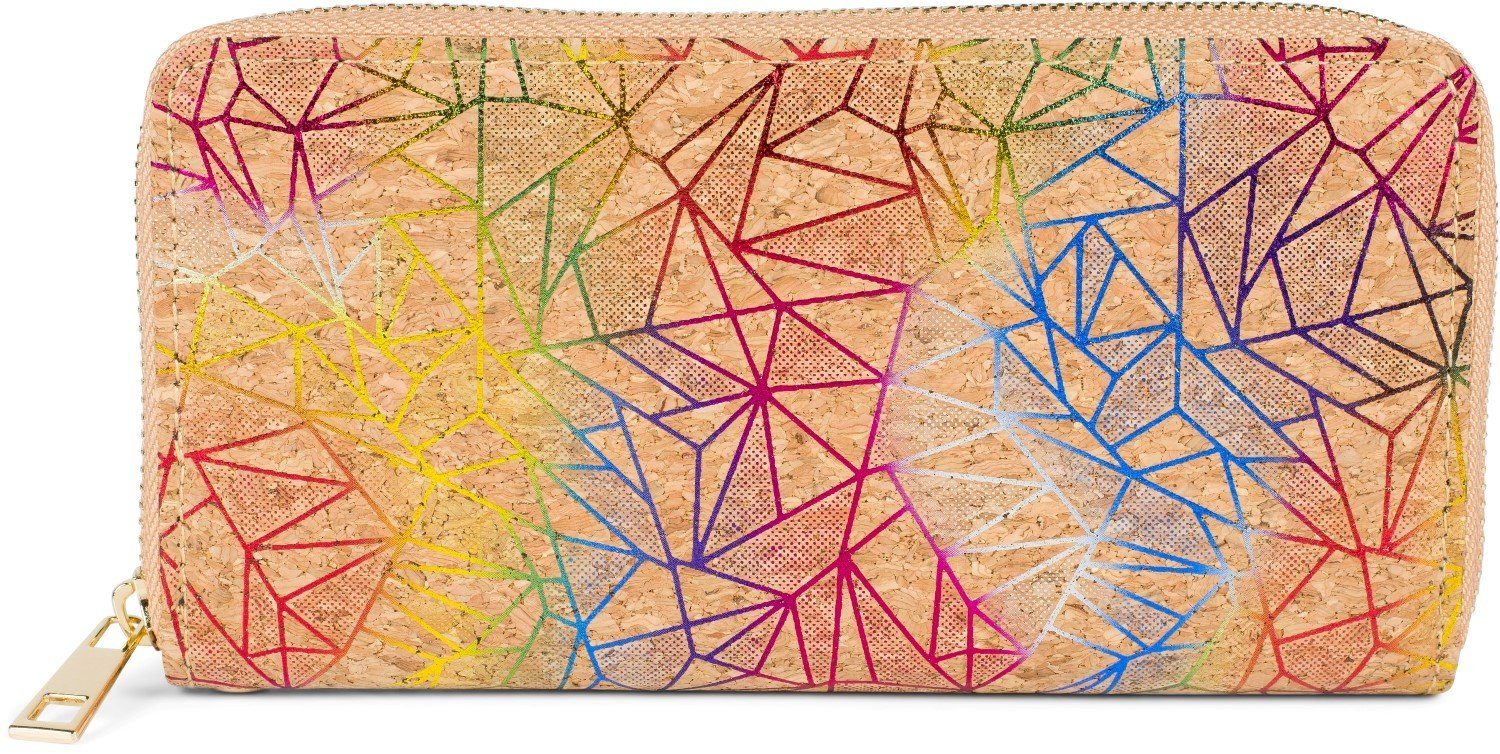 mit Muster Mehrfarbig Prisma styleBREAKER Geldbörse Kork (1-tlg), Geldbörse