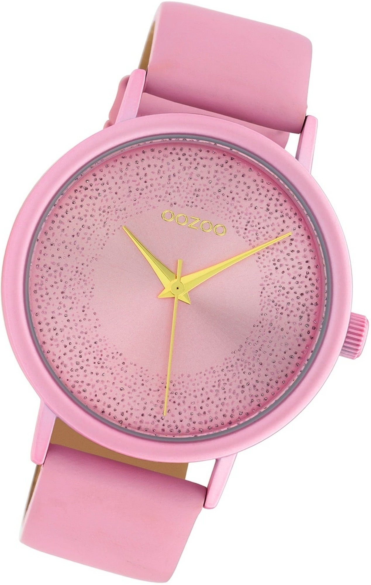 Uhr Leder Gehäuse, (ca. OOZOO Analog, rosa, Damenuhr Damen Oozoo 42mm) Lederarmband C10579 groß Quarzuhr rundes
