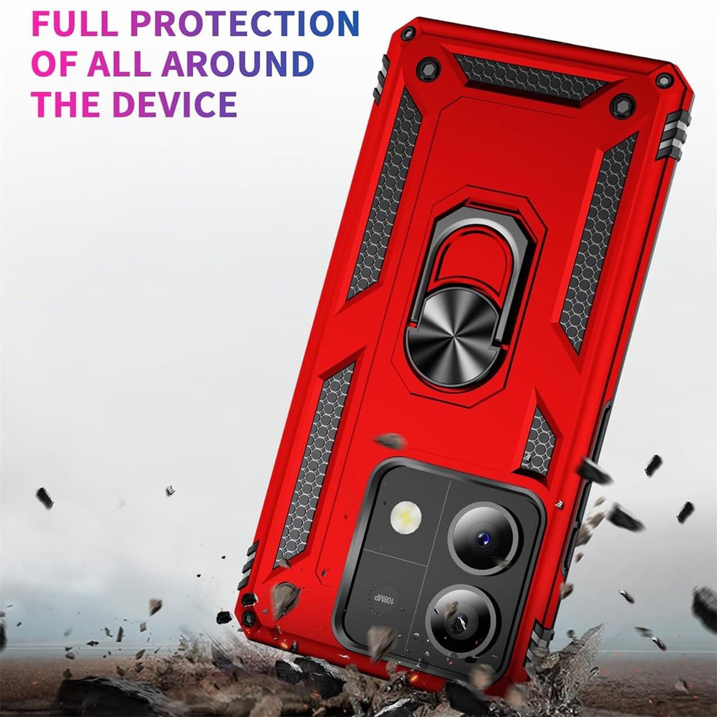 CoolGadget Handyhülle Armor Shield Case für Xiaomi Redmi Note 13 Pro 5G 6,67 Zoll, Outdoor Cover Magnet Ringhalter Handy Hülle für Redmi Note 13 Pro 5G – Bild 5 von 5