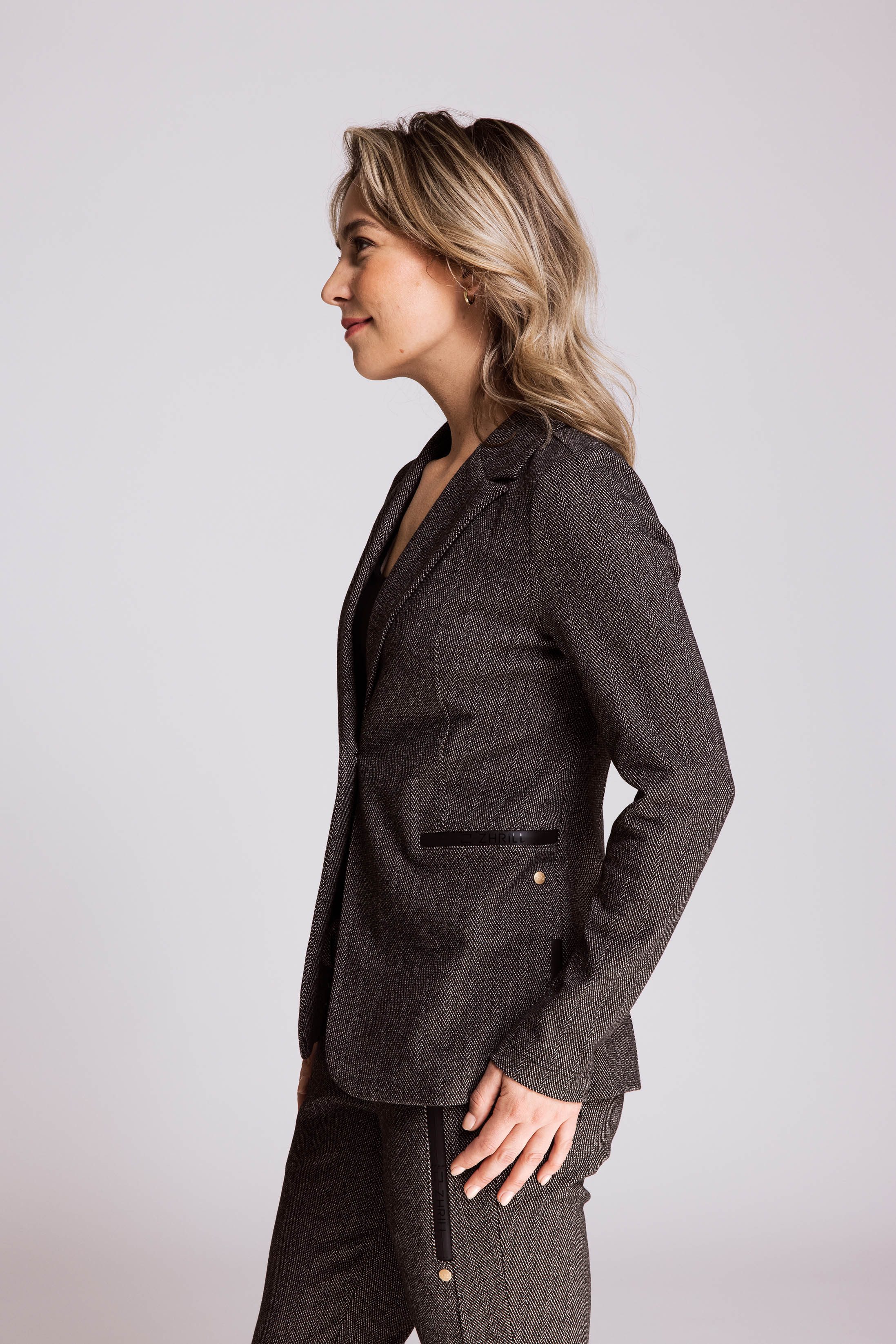 Zhrill Jerseyblazer ZHSALMA LONG HERRINGBONE
