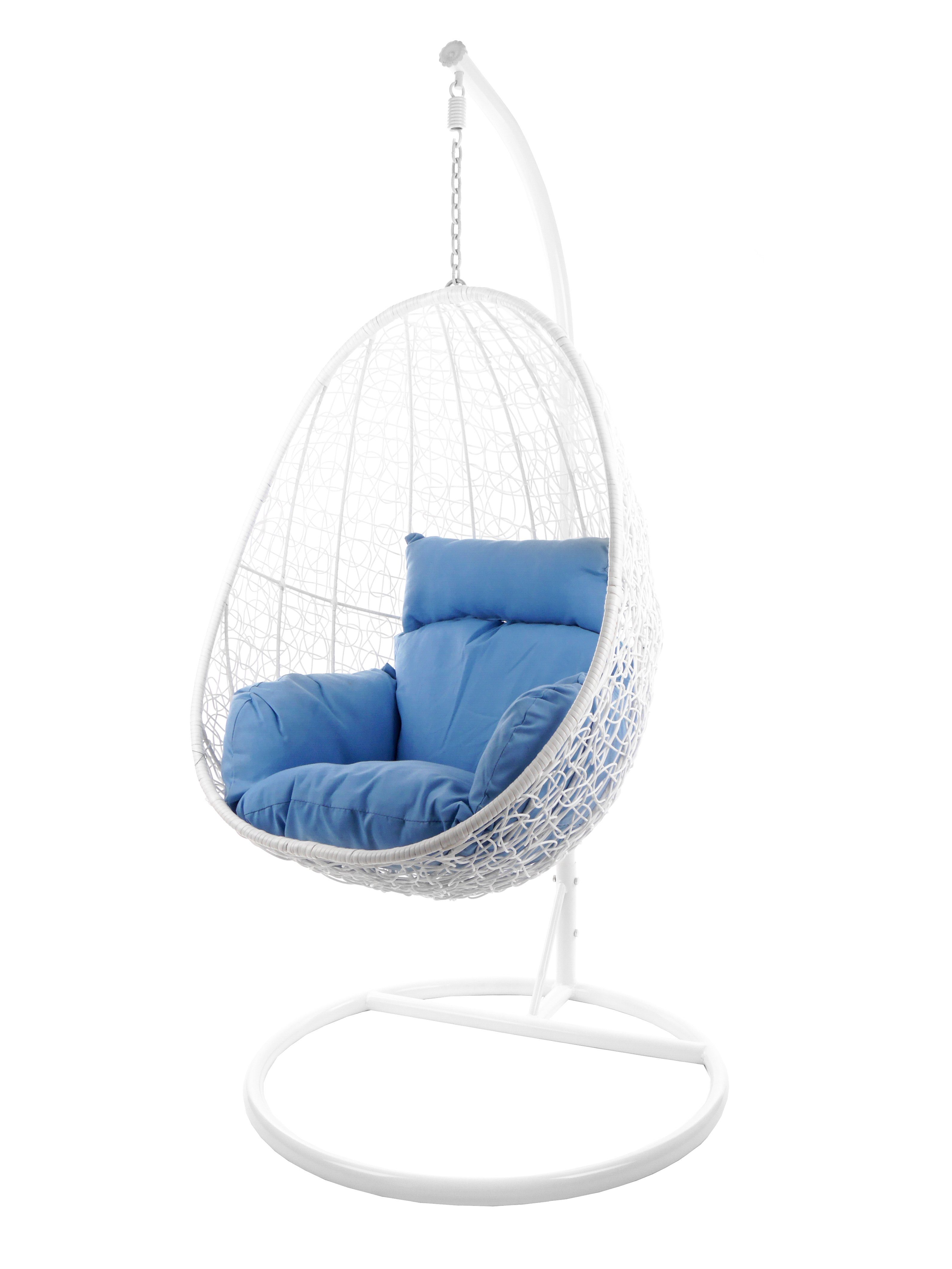KIDEO Hängesessel Hängesessel CAPDEPERA weiß, Swing Chair mit Gestell und Kissen, Loungesessel, Hängesessel weiß königsblau (3070 royal blue)