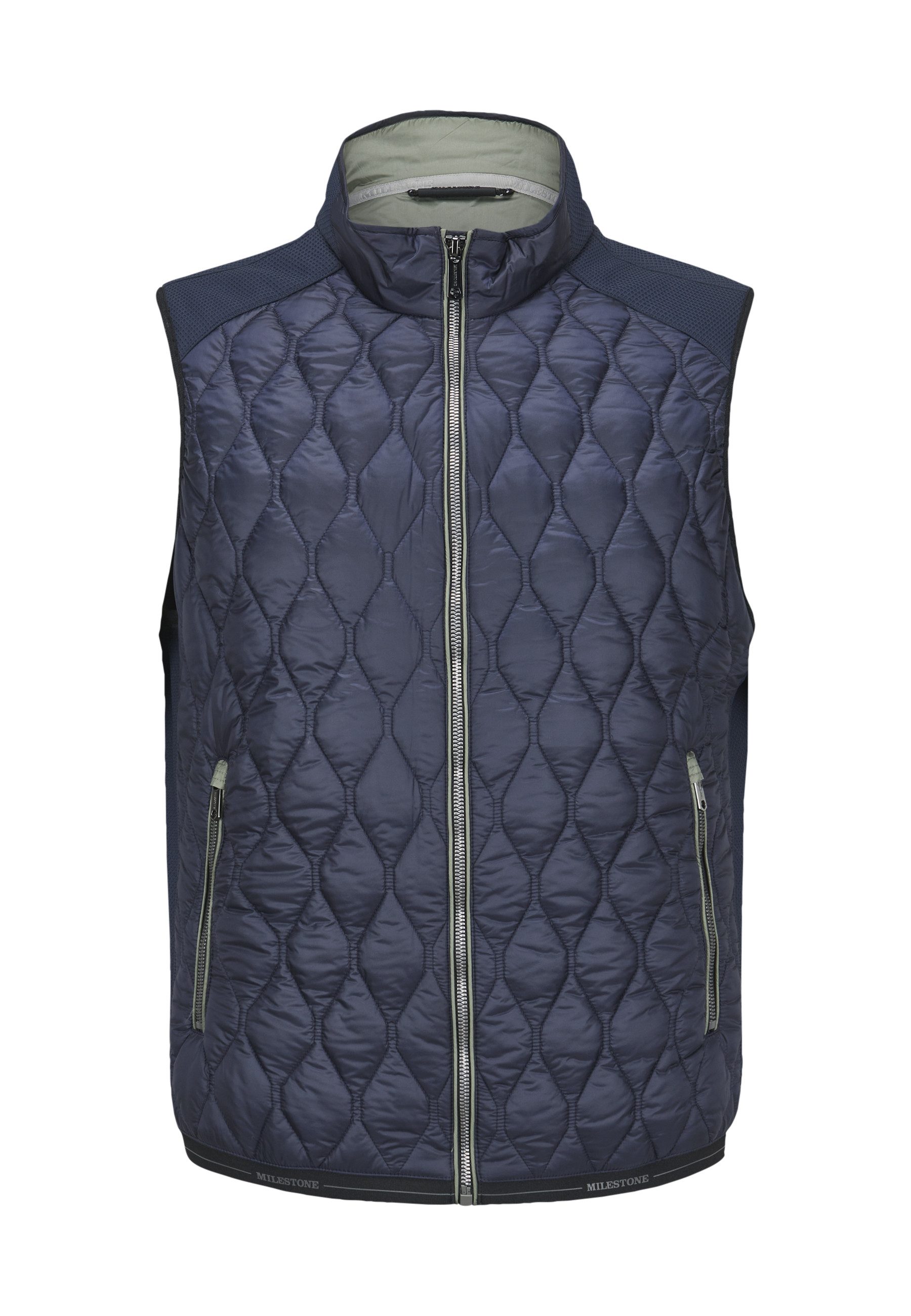 Milestone Steppweste MSRobert Herren Weste gesteppt Übergangsweste Kontrast Paspeln, Logo Tape