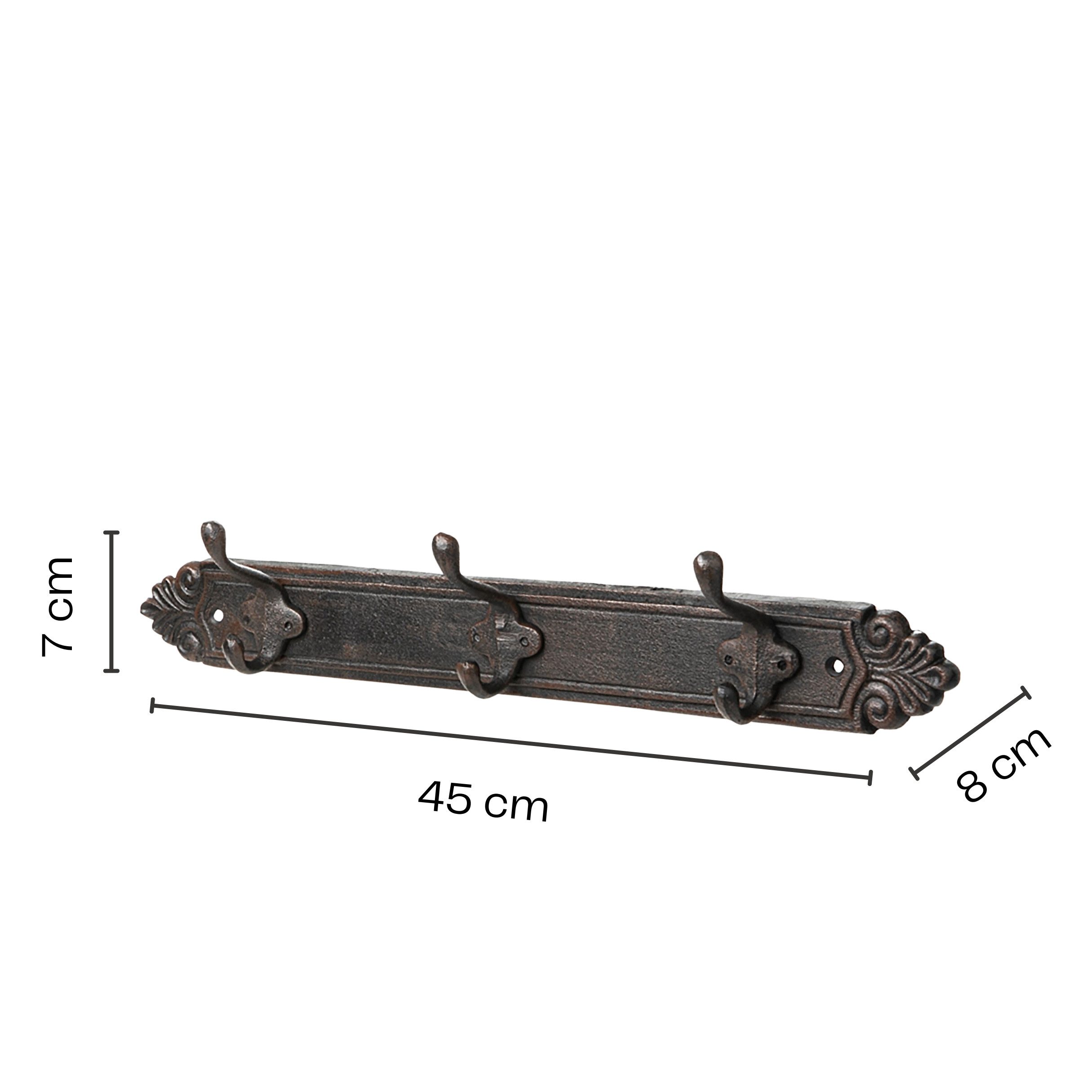 Annastore Garderobenleiste Hakenleiste aus Gusseisen Garderobe - Garderobenleiste Kleiderleiste, 45 x 8 x 7 cm (L/B/H)