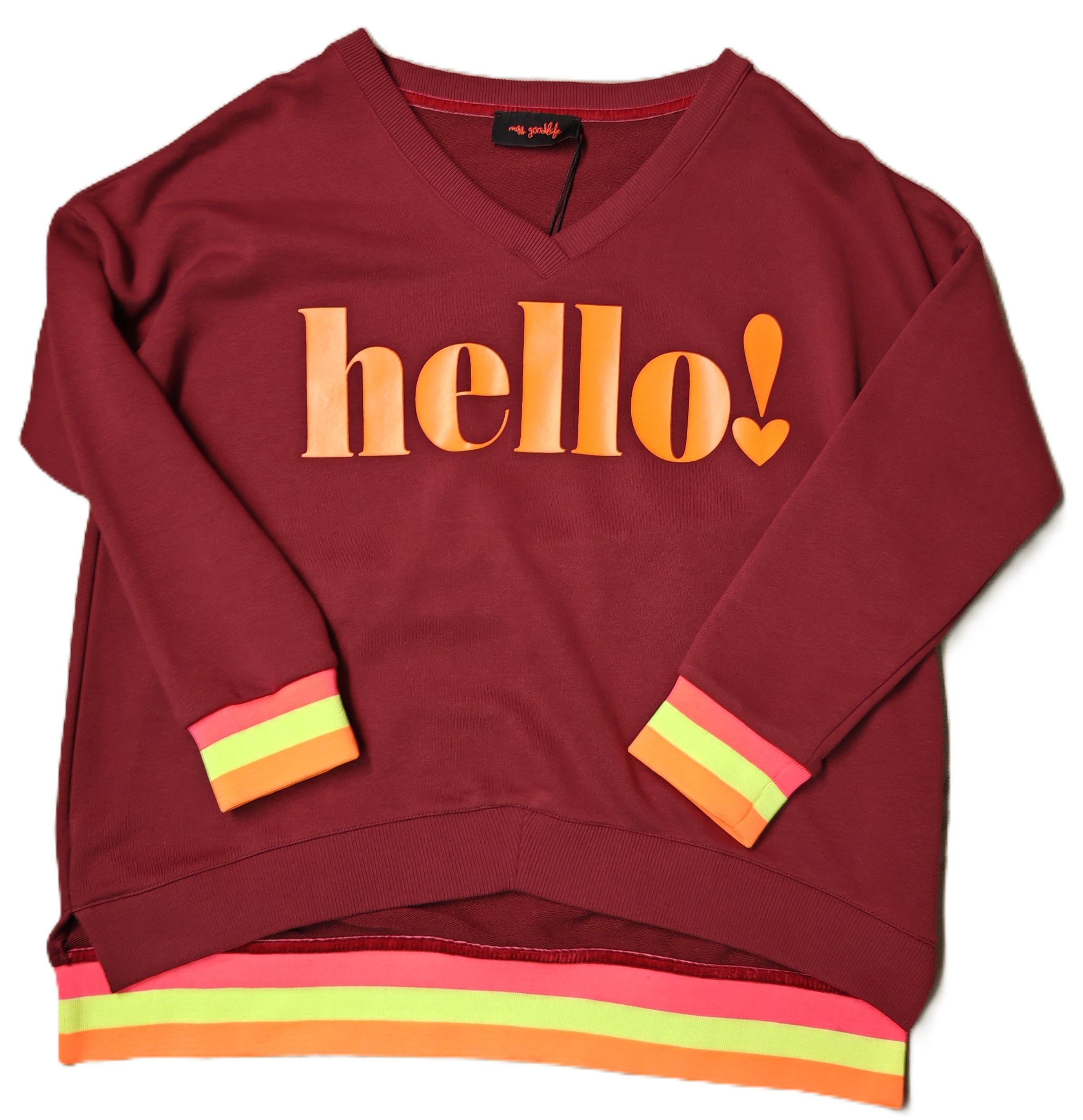Miss Goodlife Sweatshirt MG12985 V-Neck long Hello!