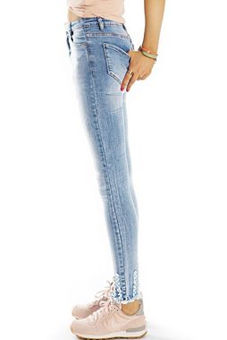 be styled Skinny-fit-Jeans Medium Waist Röhrenjeans Skinny Fit Stretch Hose - Damen - j9m-1 ausgefranster Saum, Mit Stretch-Anteil, 5-Pocket-Style