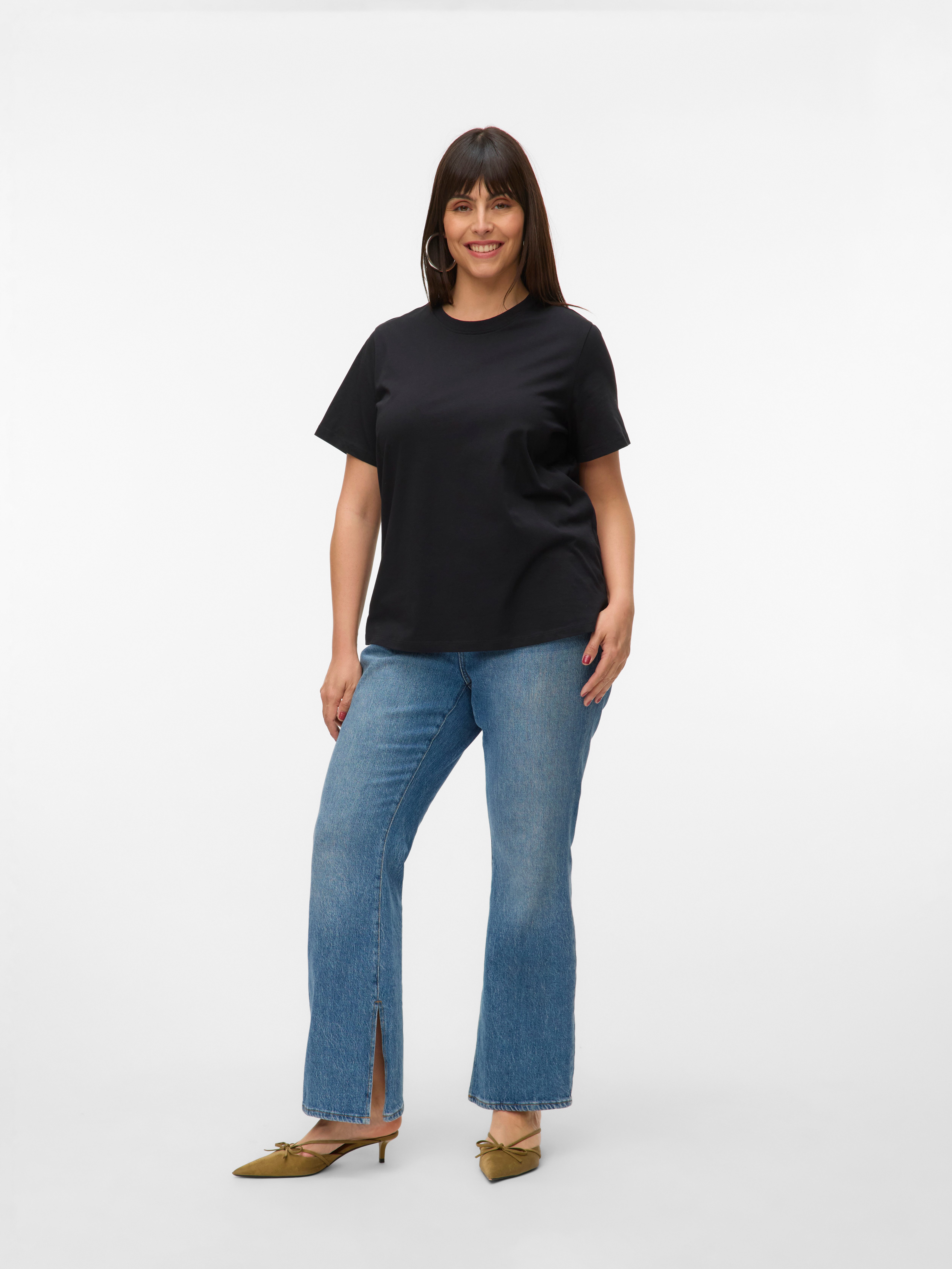 Vero Moda Curve Kurzarmshirt VMPAULINA SS T-SHIRT GA JRS NOOS CUR Baumwolle, regular fit