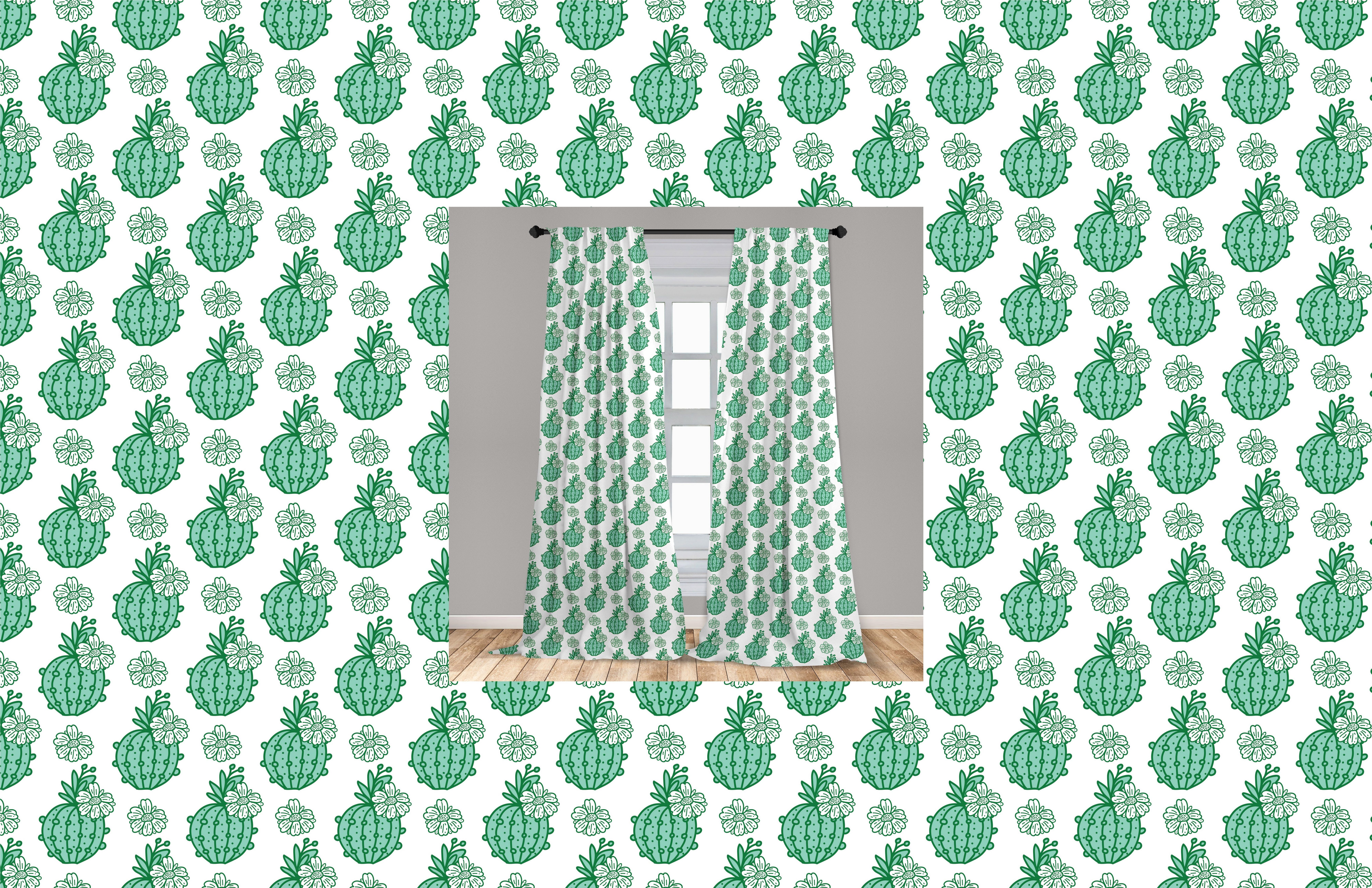 Gardine Vorhang für Microfaser, Dekor, Schlafzimmer Kaktus Blüten-Blumen-Kunst Cacti Wohnzimmer Abakuhaus