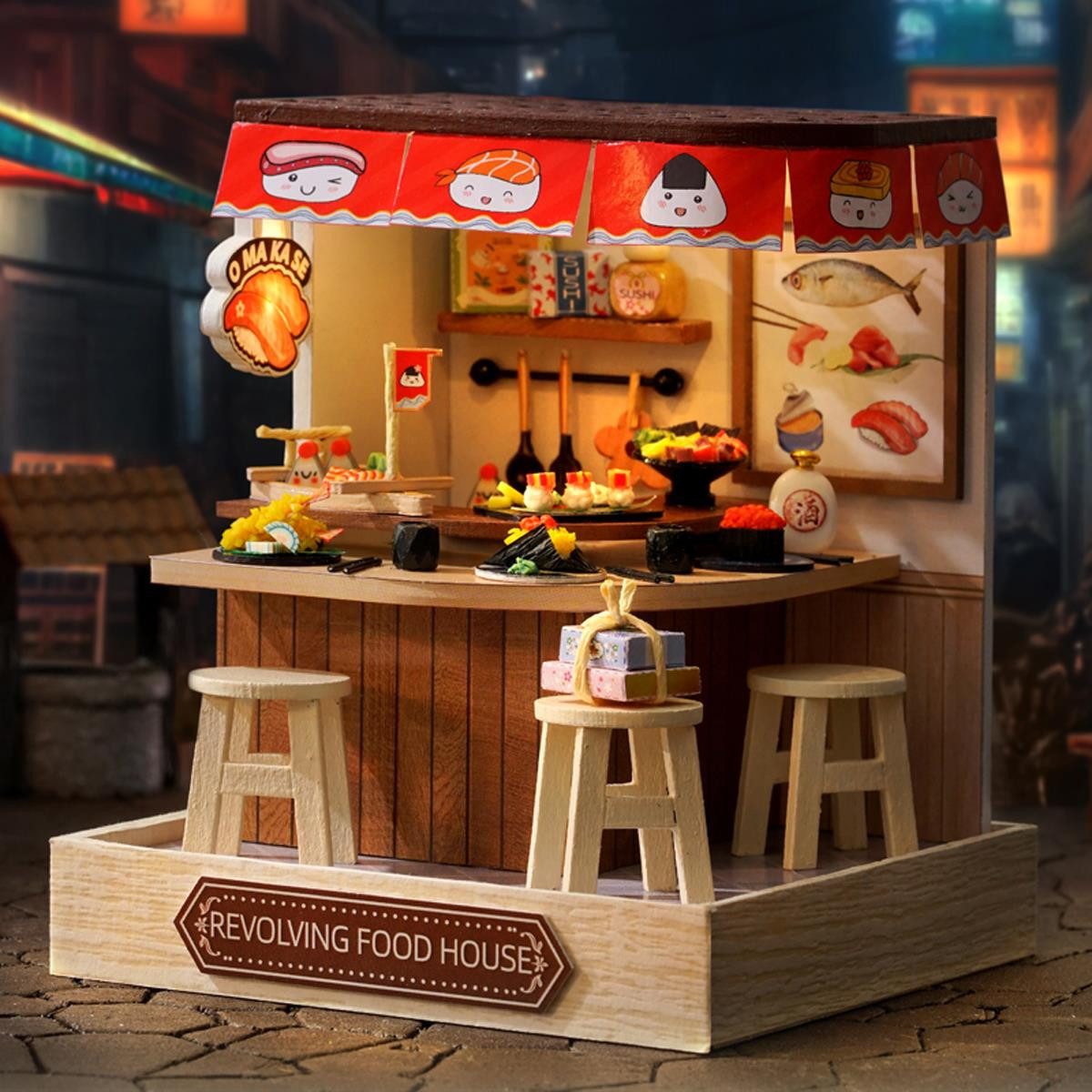 Cute Room 3D-Puzzle DIY Miniaturhaus Modellbausatz Revolving Sushi, Puzzlet günstig online kaufen