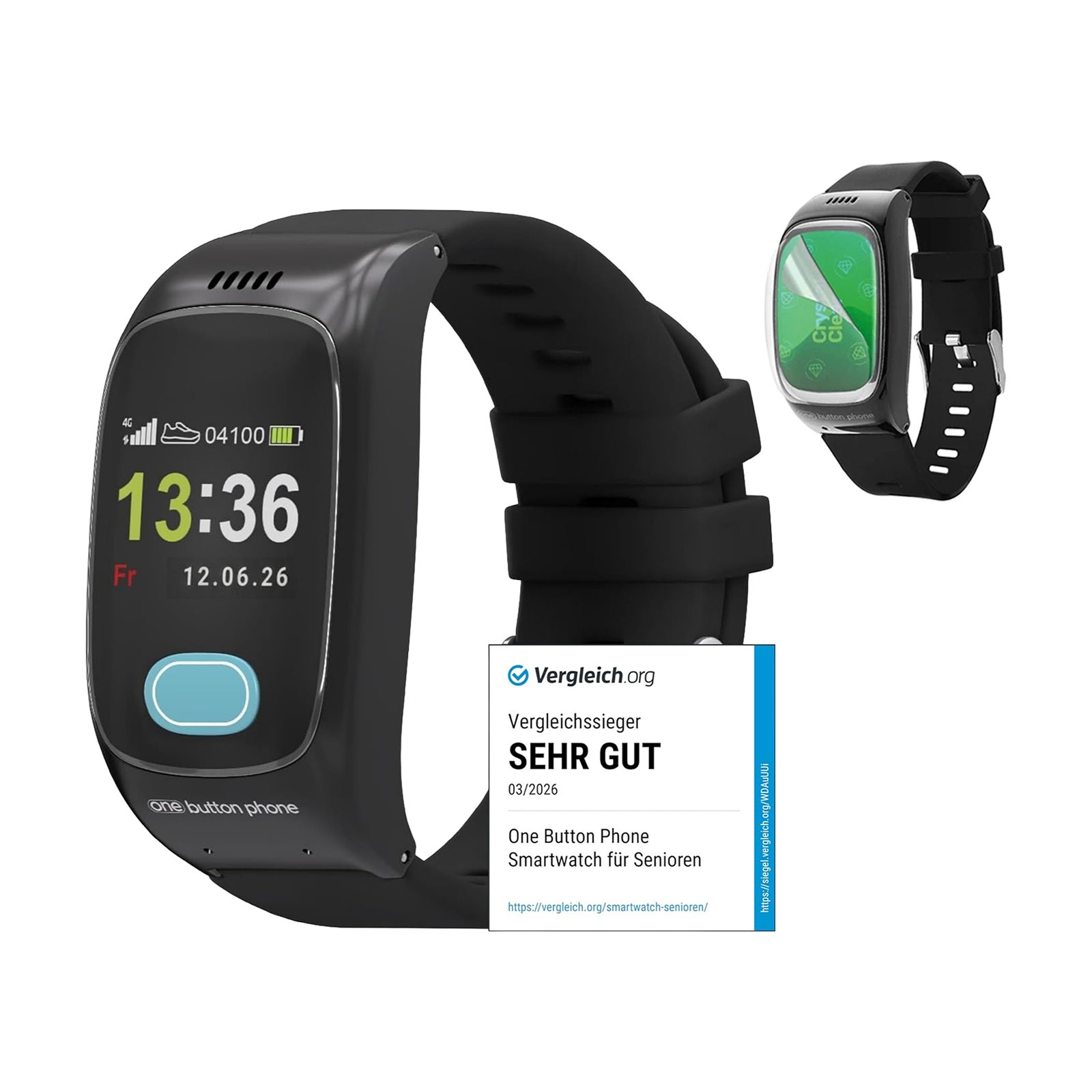 one button phone Senioren Smartwatch SOS Notfalluhr Notrufuhr GPS Smartwatch, SOS-Taste, automatische Sturzerkennung und GPS-Ortung