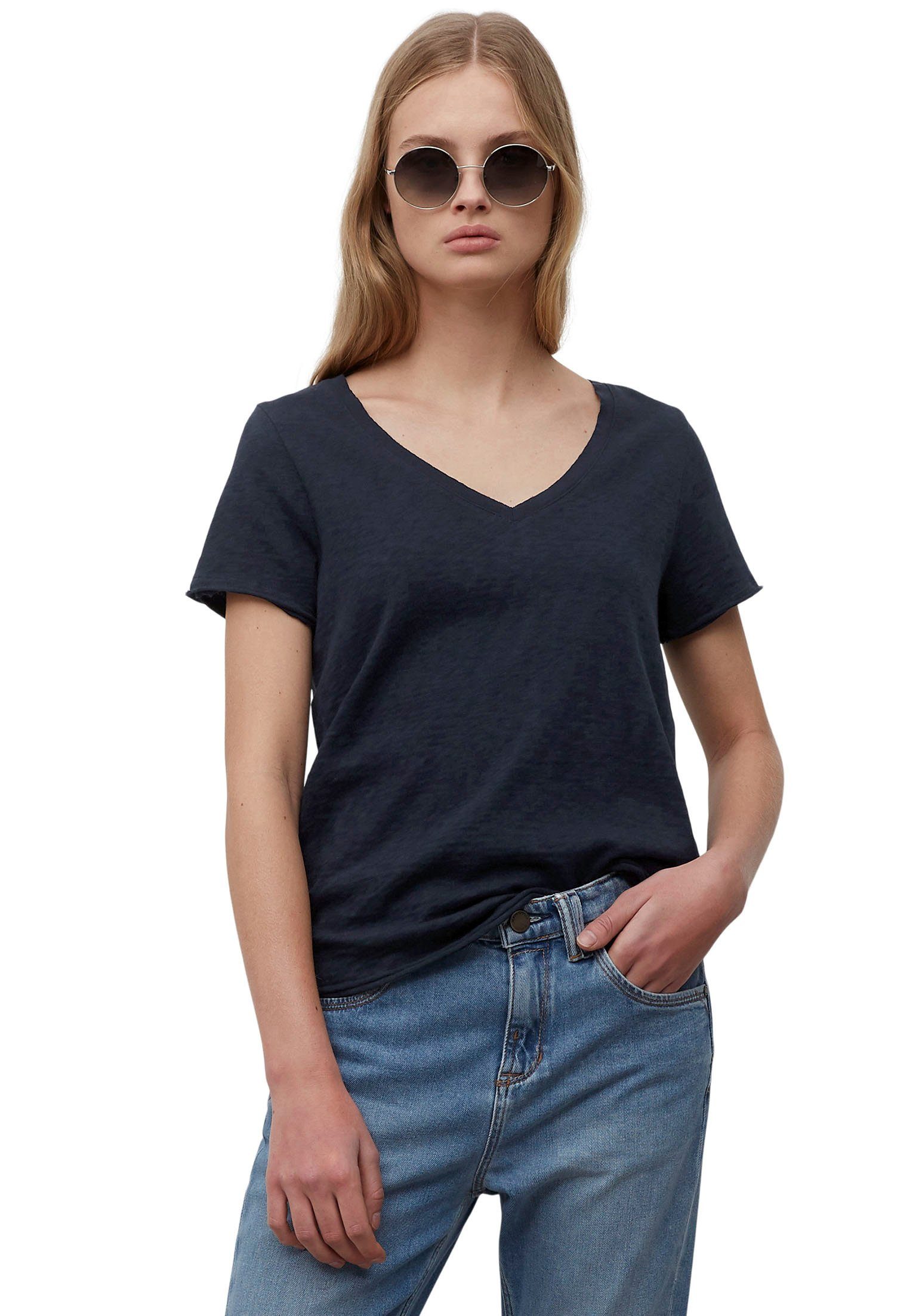 Marc O'Polo DENIM T-Shirt mit abgerundetem V-Neck