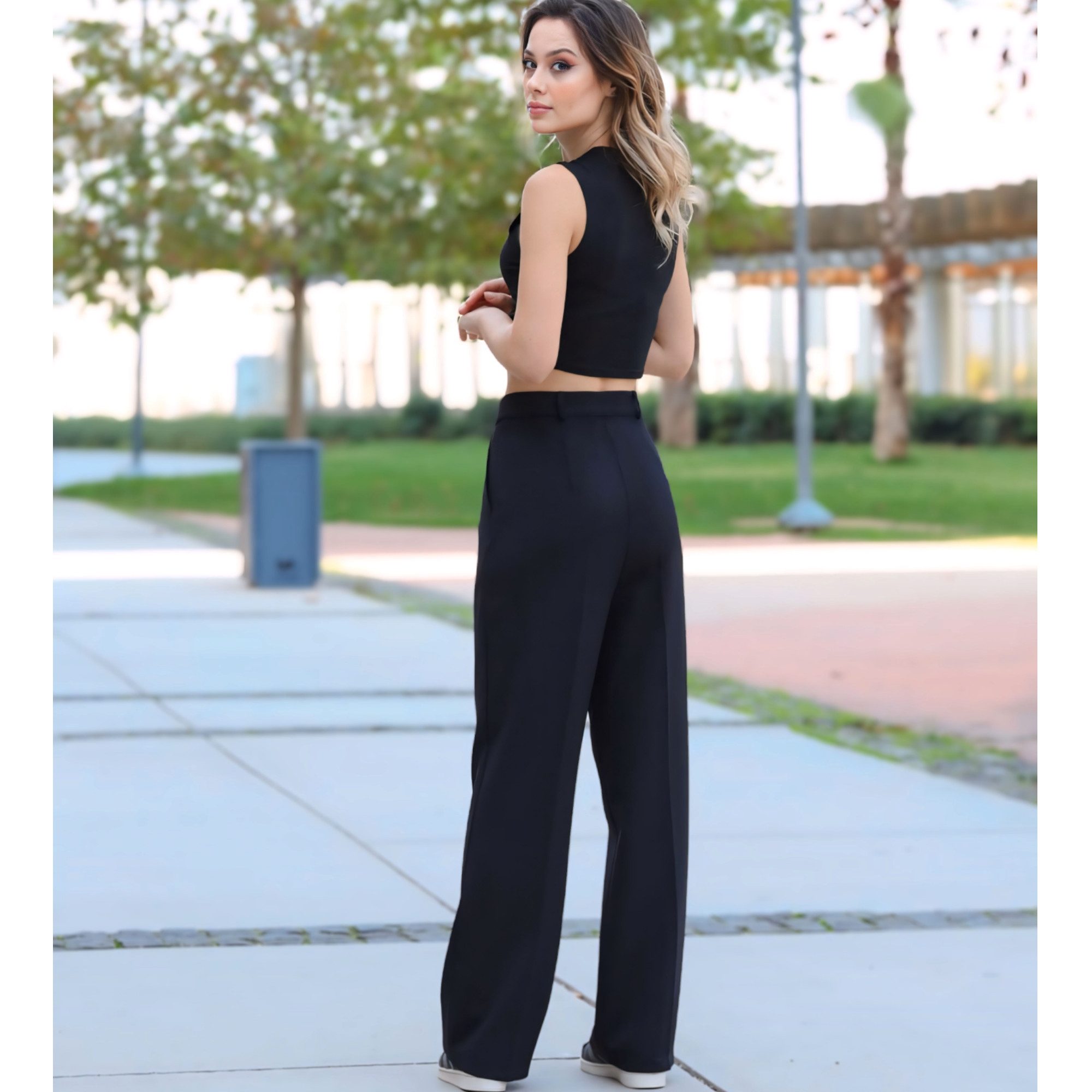 fashionshowcase Palazzohose Damen mit hohem Bund günstig online kaufen