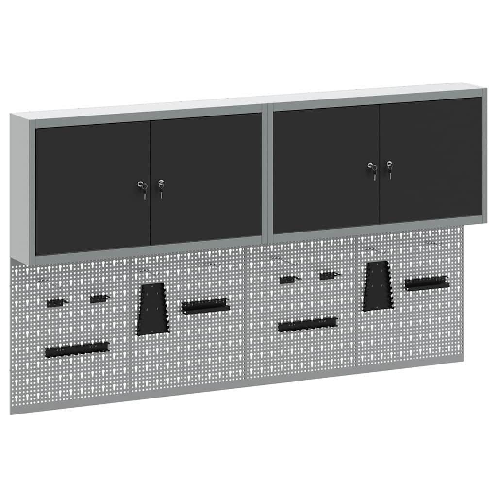 vidaXL Werkzeugschrank Werkzeugschrank-Set 6 Stk. Schwarz Pulverbeschichteter Stahl (6-St)