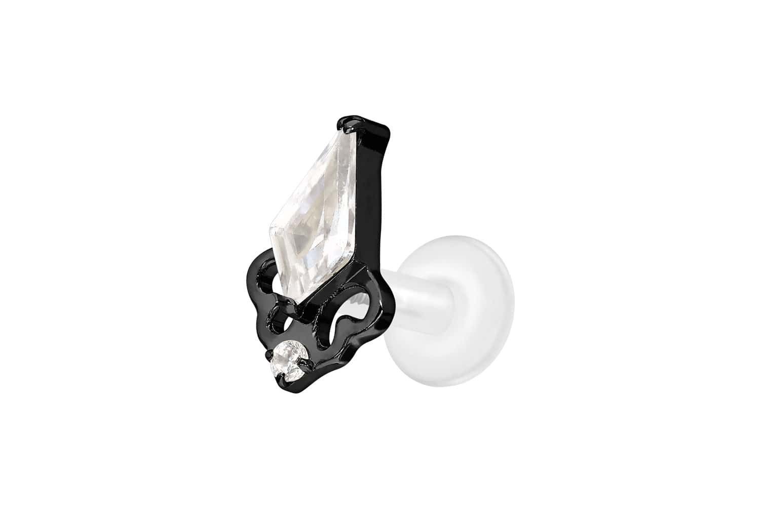 PIERCINGLINE Piercing-Set PTFE Labret mit Innengewinde + Titan-Aufsatz KRISTALLSCHILD (Labrets, 1-tlg)