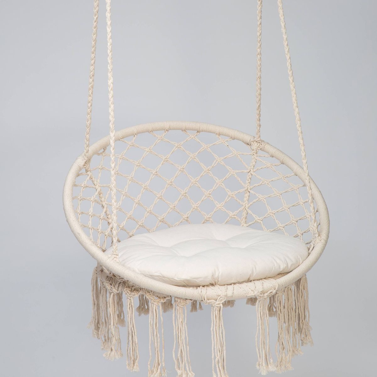 Hängematte Hängesessel BOHO mit Kissen bis 120 kg, Baumwolle