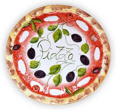 Lashuma Pizzateller Olive, (1 St), Handbemalter Servierteller Keramik Ø 33 cm