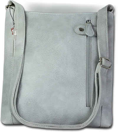 New Bags Handtasche »New Bags Umhängetasche Handtasche grau«, Damen Handtasche, Umhängetasche grau, Größe ca. 27,5cm, halbrund