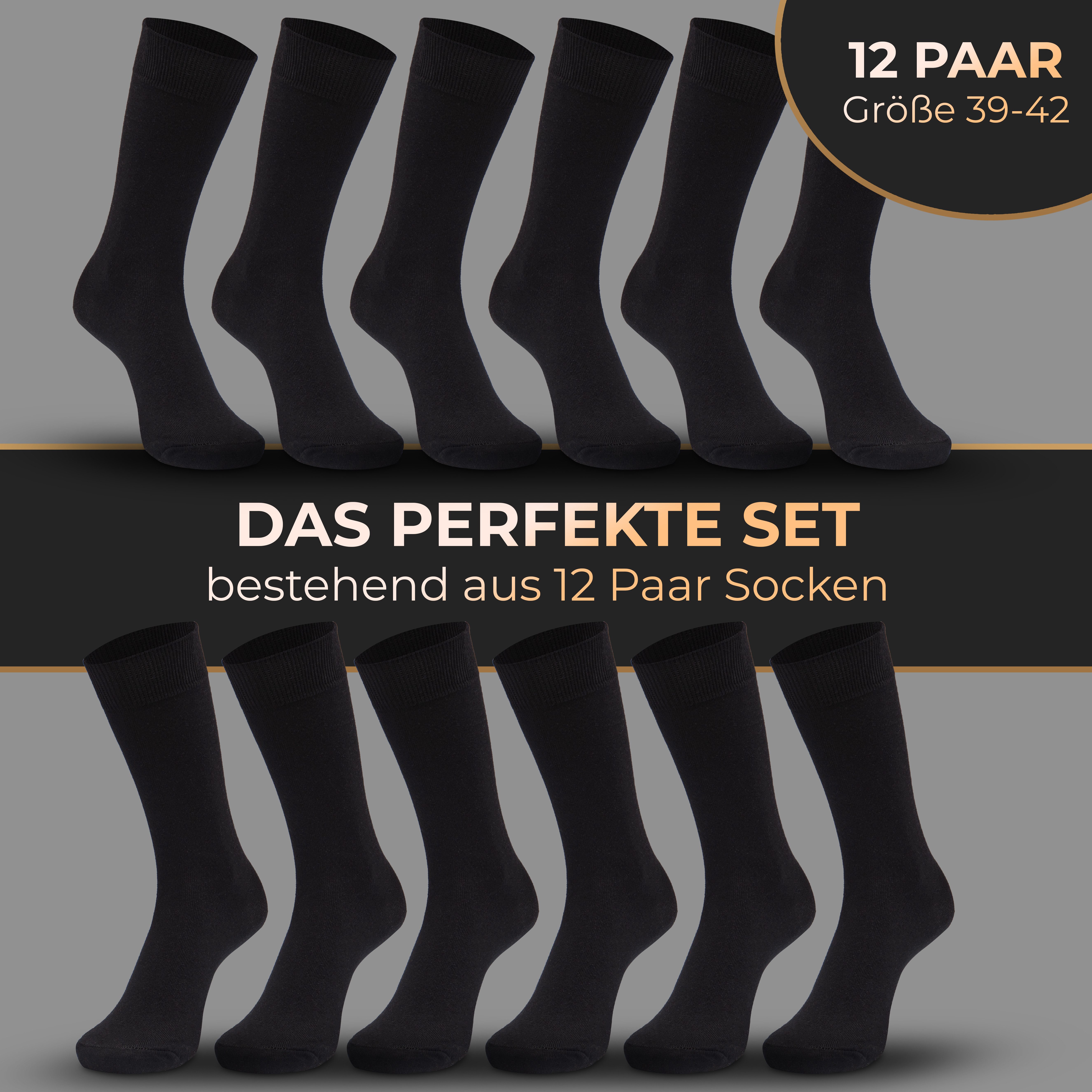Weissmantel Socken 12xPaar Socken Herren aus Baumwolle Herrensocken Anzugsocken (12 Paar Socken Set, Business Socken Herrensocken ohne drückende Naht) Strümpfe Premium weiche Qualität mit Komfortbund und atmungsaktiv