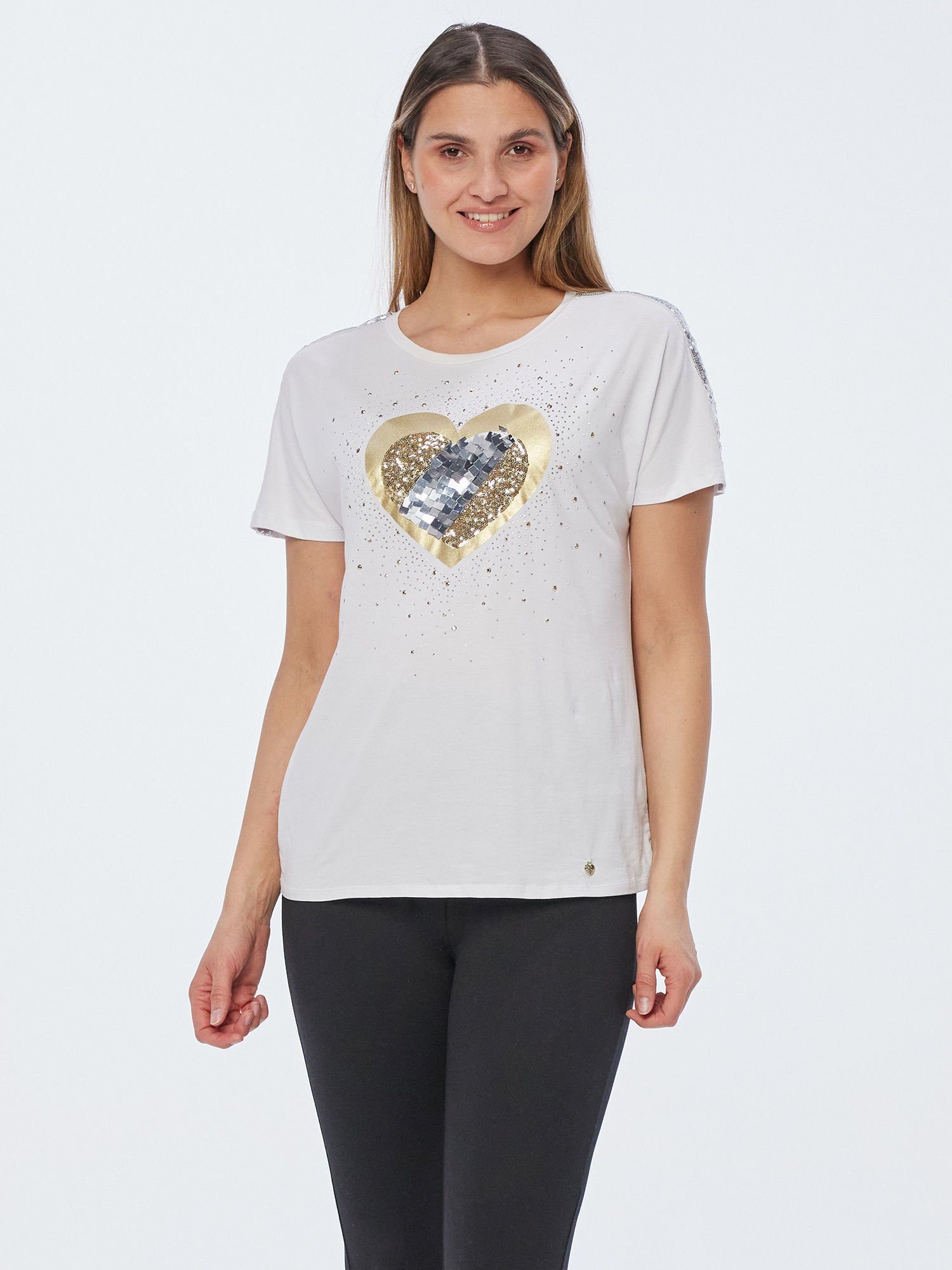 Christian Materne T-Shirt Shirt With Love mit aufwendiger Glitzer- und  Strassapplikation