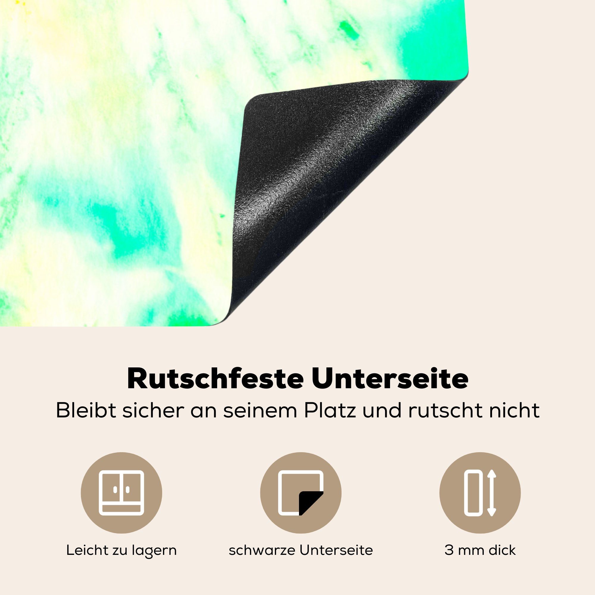 Krawattenfärbung cm, MuchoWow (1 - Arbeitsplatte - Herdblende-/Abdeckplatte 78x78 küche Vinyl, Sommer Ceranfeldabdeckung, Weiß, für tlg),