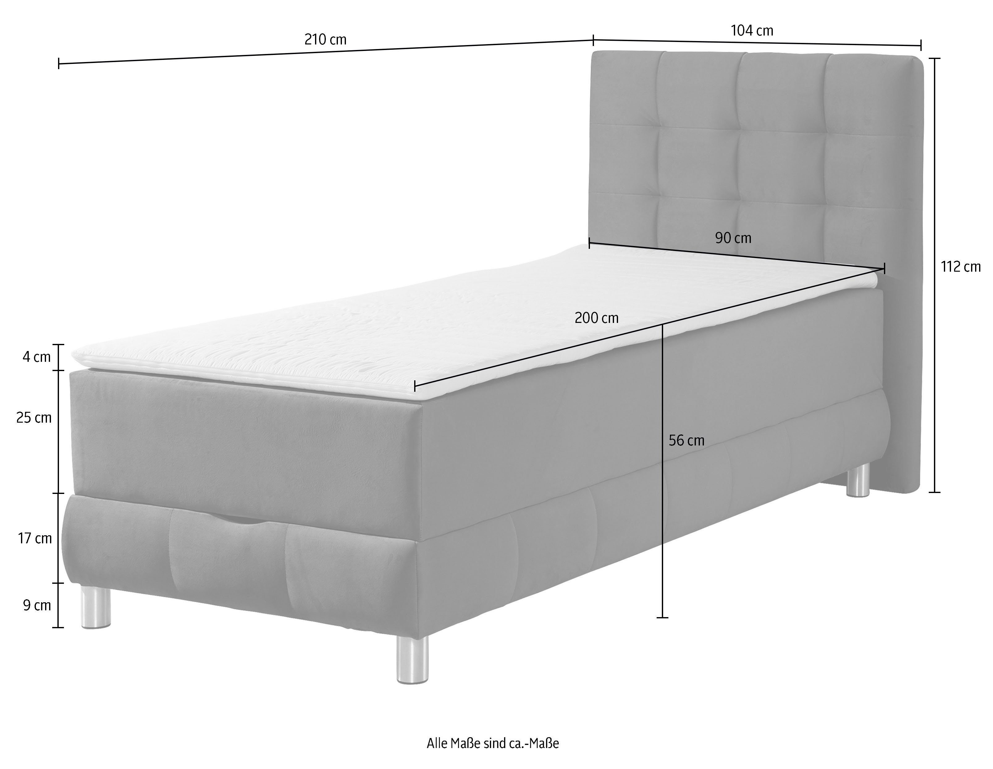 Home affaire Boxbett Vaasa, inkl. Bettkasten & Topper, XXL-Ausführung, Überlänge 220 cm