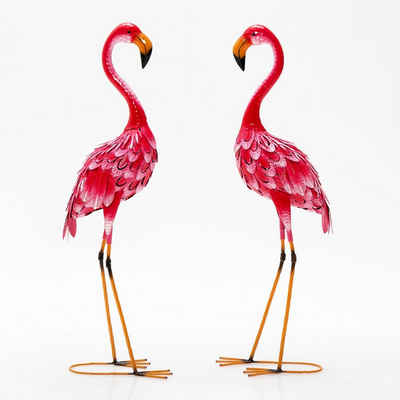 COSTWAY Gartenfigur, 2er-Set, Flamingo-Gartenstatuen