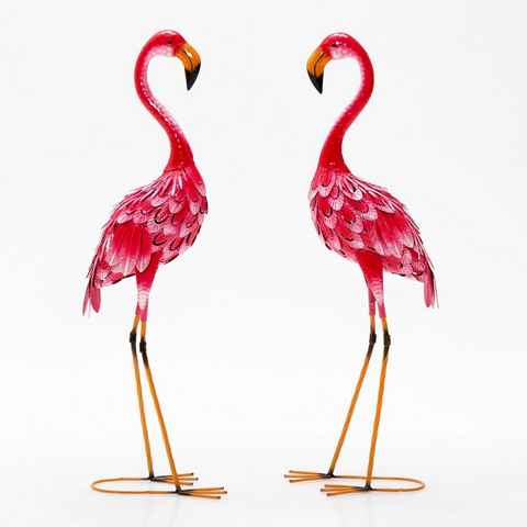 COSTWAY Gartenfigur, 2er-Set, Flamingo-Gartenstatuen