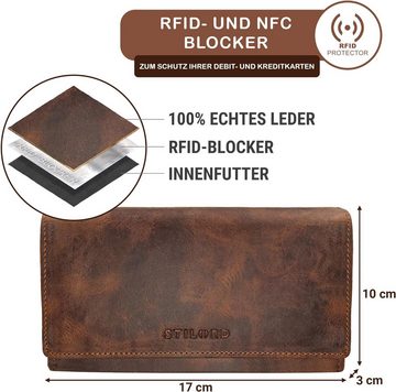 STILORD Geldbörse NFC Portmonnaie Damen Vintage Groß Quer (Damen Portemonnaie mit RFID Schutz, Damen Portemonnaie mit RFID Schutz), mit Ausleseschutz in Geschenkbox Echtleder