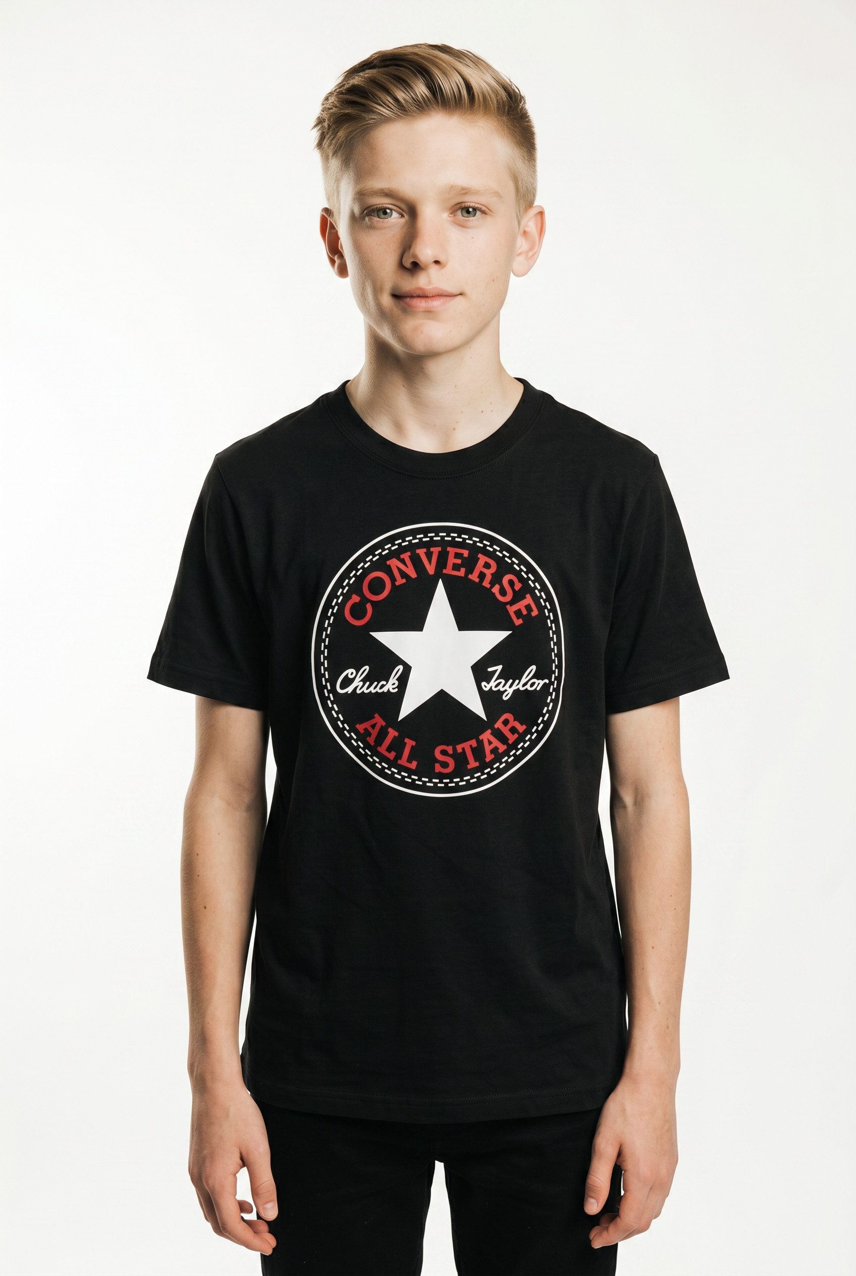 Converse T-Shirt CNVBN CHUCK PATCH TEE für Kinder, mit kurzen Ärmeln, aus Baumwolle, in normaler Passform