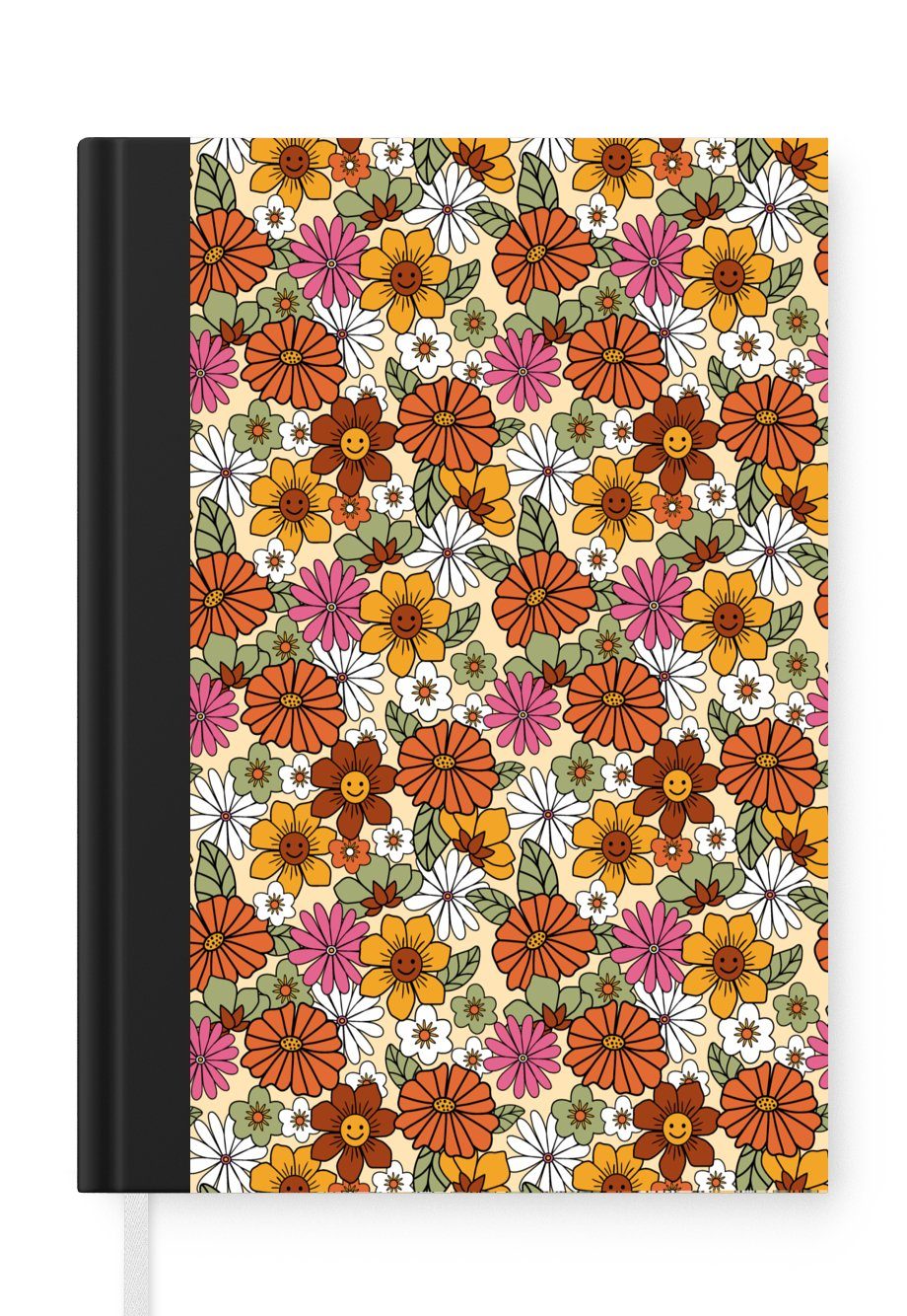 MuchoWow Notizbuch Vintage - Blumen - Muster, Journal, Merkzettel, Tagebuch, Notizheft, A5, 98 Seiten, Haushaltsbuch