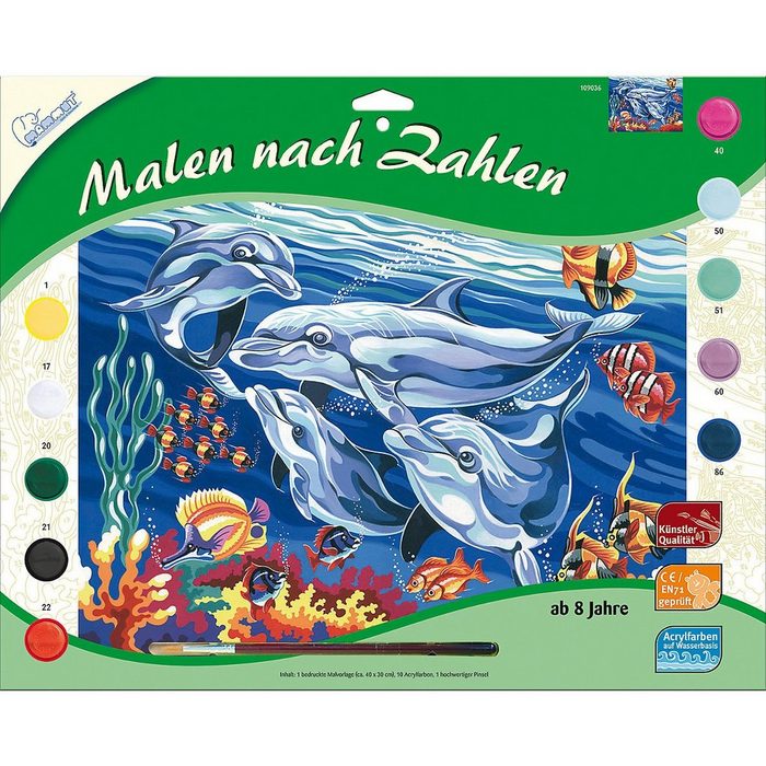 MAMMUT Spiel und Geschenk Malen nach Zahlen Malen nach Zahlen groß Delfine