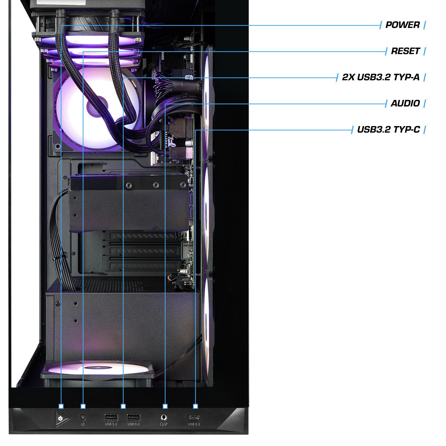 Kiebel Invader IX Gaming-PC (AMD Ryzen 9 AMD Ryzen 9 9950X3D, RTX 5090, 64 GB RAM, 4000 GB SSD, Wasserkühlung, WLAN, ARGB-Beleuchtung)