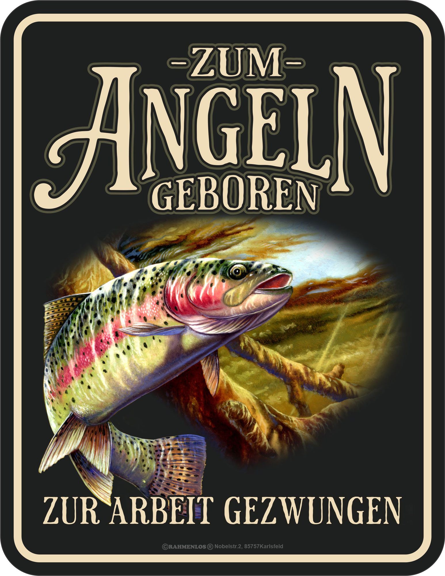 Metallschild Angler - Fun-Schilder - zum Angeln geboren