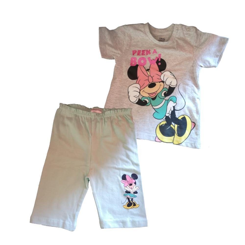 EplusM Shirt & Hose Baby Set kurzes Shirt mit Hose, Minnie Mouse "Peek a Bow!", grau (Set, 2-tlg)