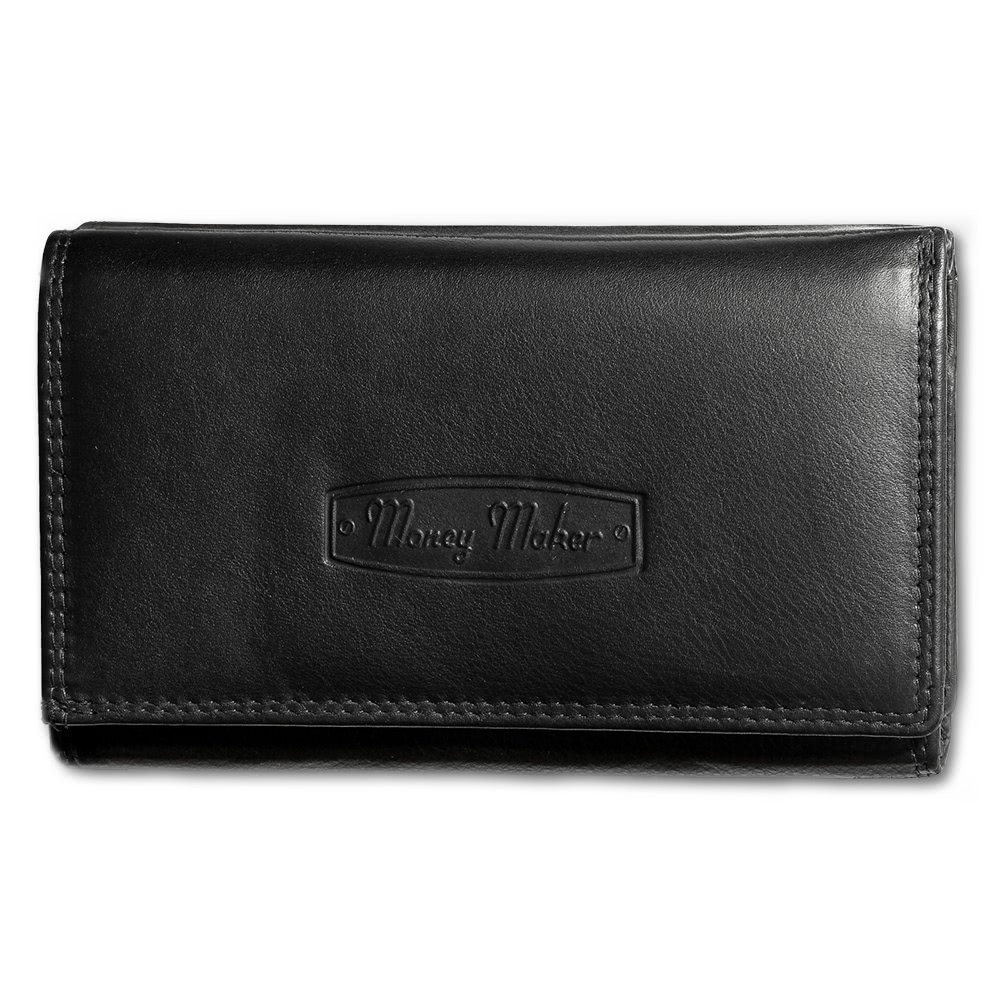 Money Maker Kellnerbörse Money Maker Damen Kellnerbörse Geldbörse (Kellnerbörse, Kellnerbörse), Damen Geldbörse aus Echtleder in schwarz, ca. 13,5cm Breite