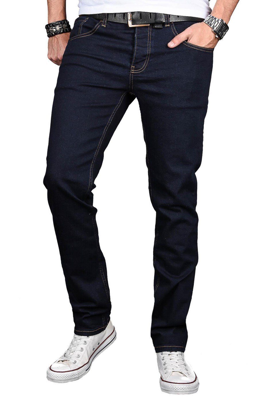 Stretch denim ASLuca Salvarini mit Alessandro Straight-Jeans Elasthan